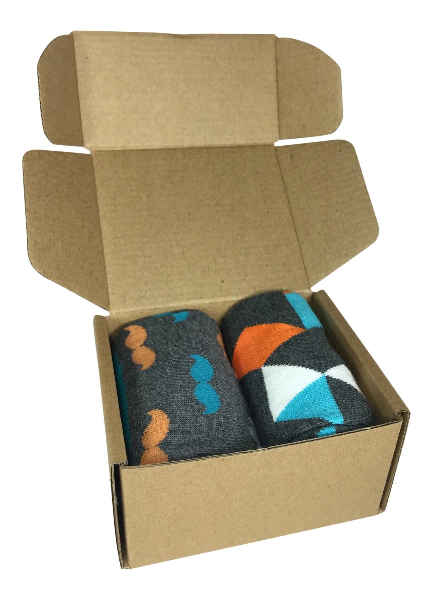 2 Pair Mens Funky Fun Colorful Socks - Hipster Power Socks - Premium Cotton Socks