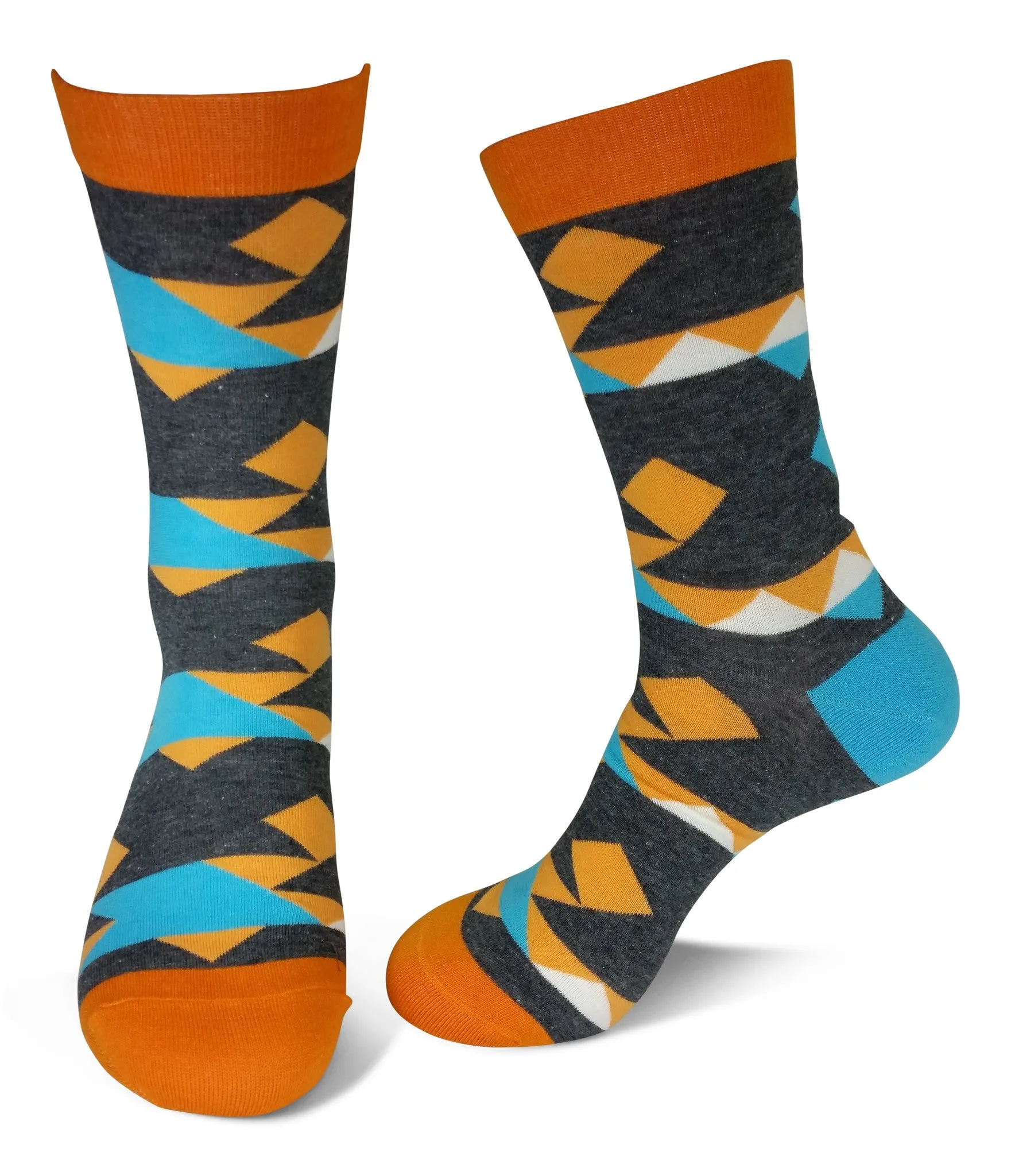 2 Pair Mens Funky Fun Colorful Socks - Hipster Power Socks - Premium Cotton Socks