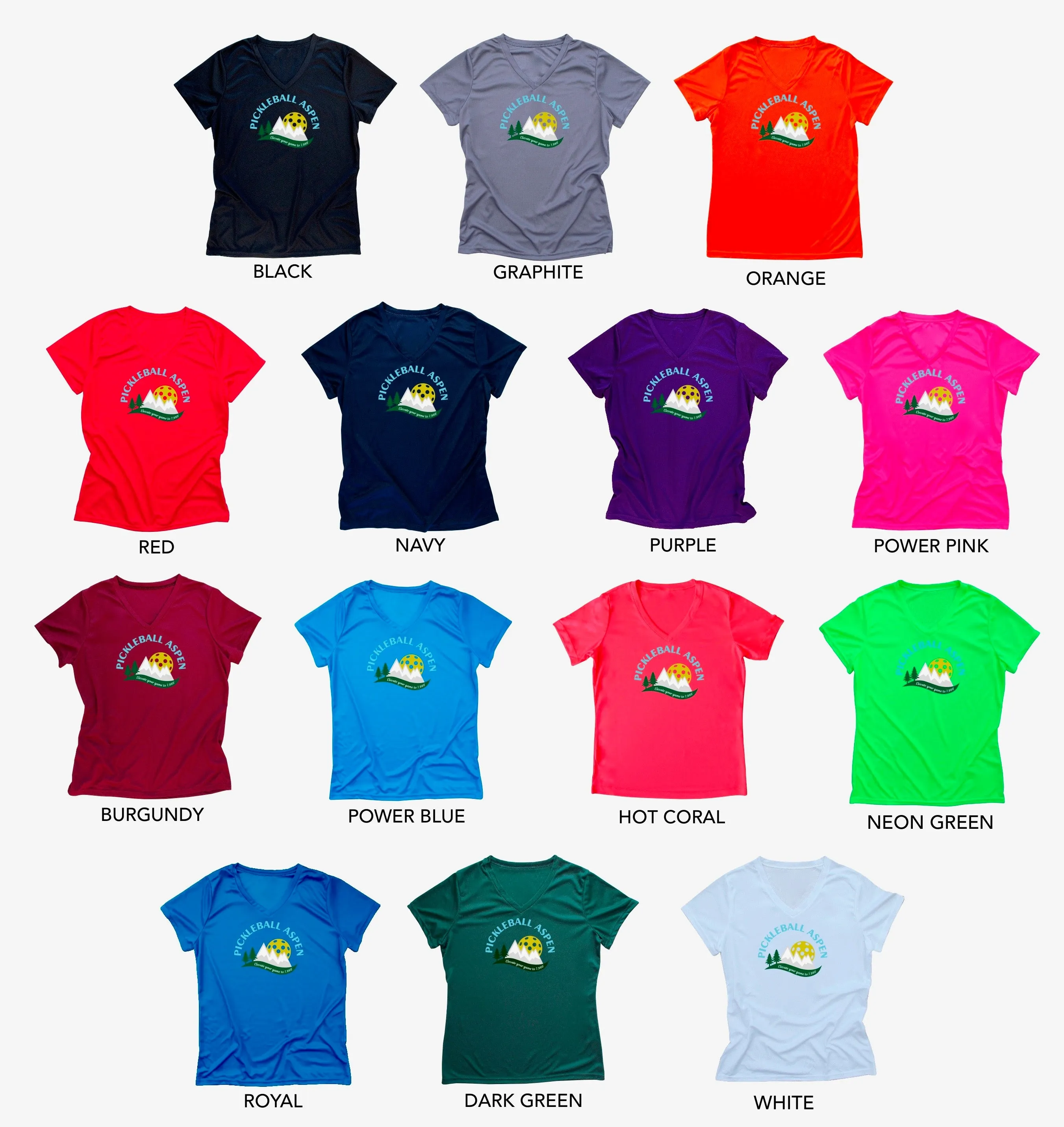 2019 Aspen Colorado Pickleball Ladies Performance T-Shirt