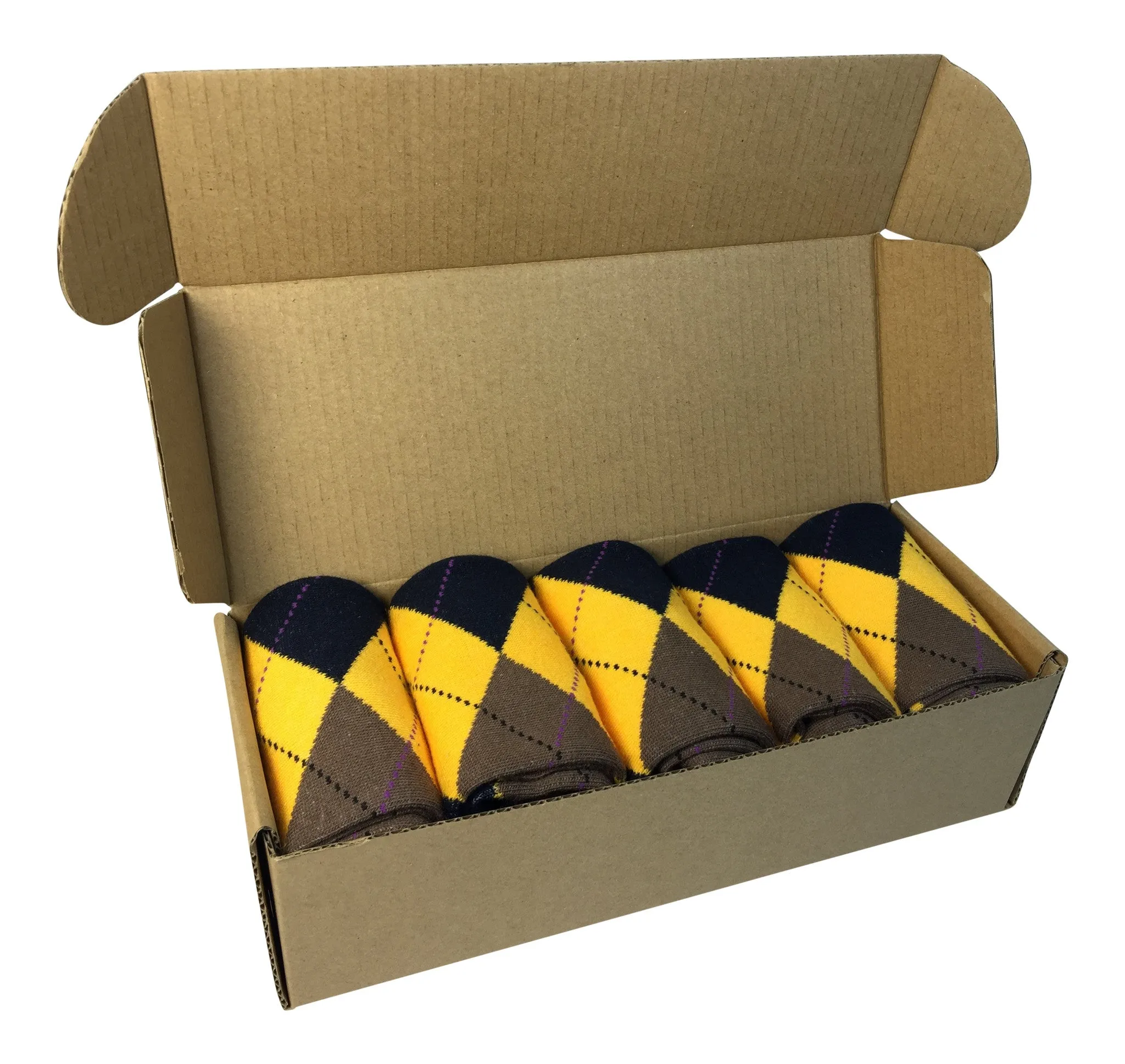 5 Pair Men Matching Fashion Dress Socks Gift Box-Groomsmen Weddings Party Socks