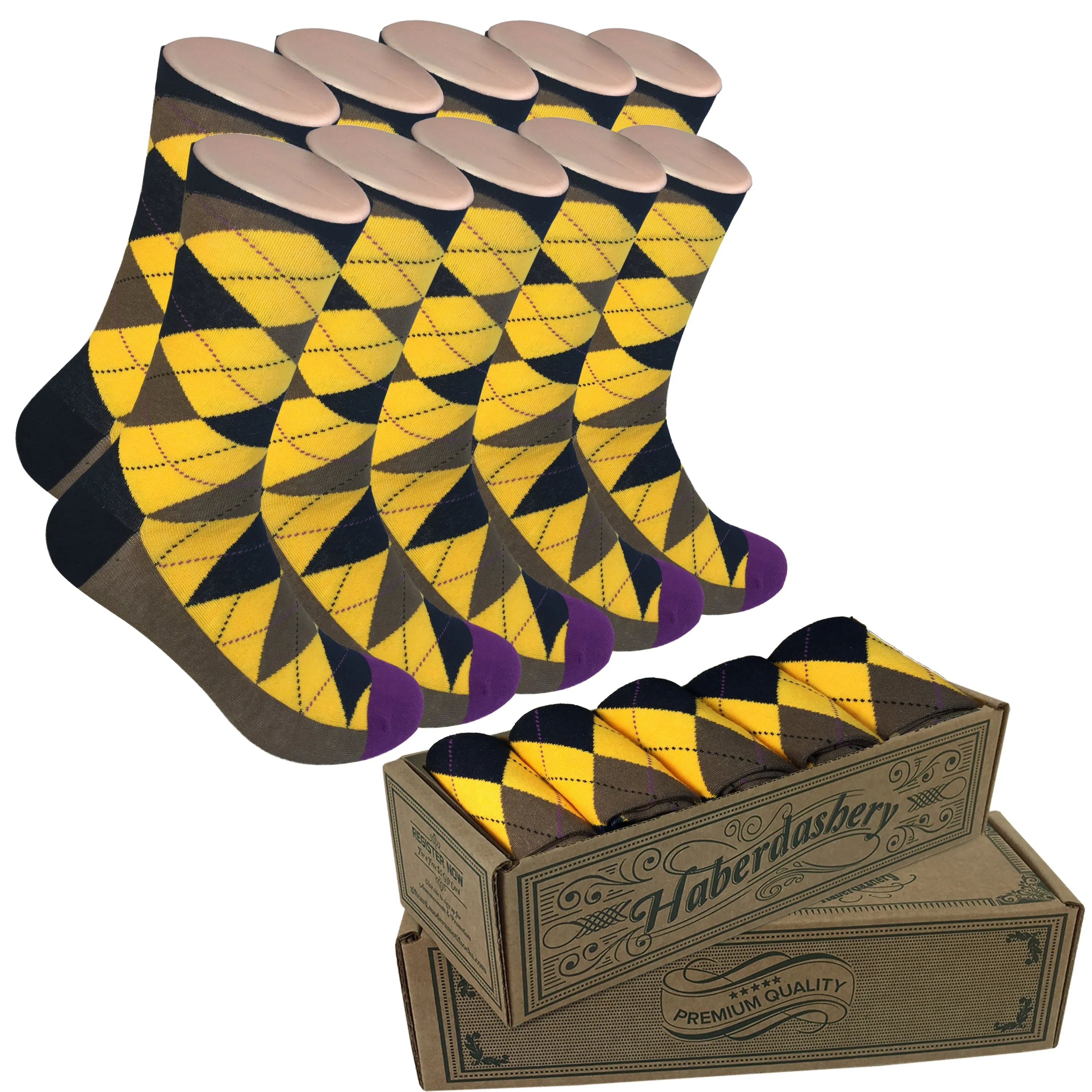 5 Pair Men Matching Fashion Dress Socks Gift Box-Groomsmen Weddings Party Socks