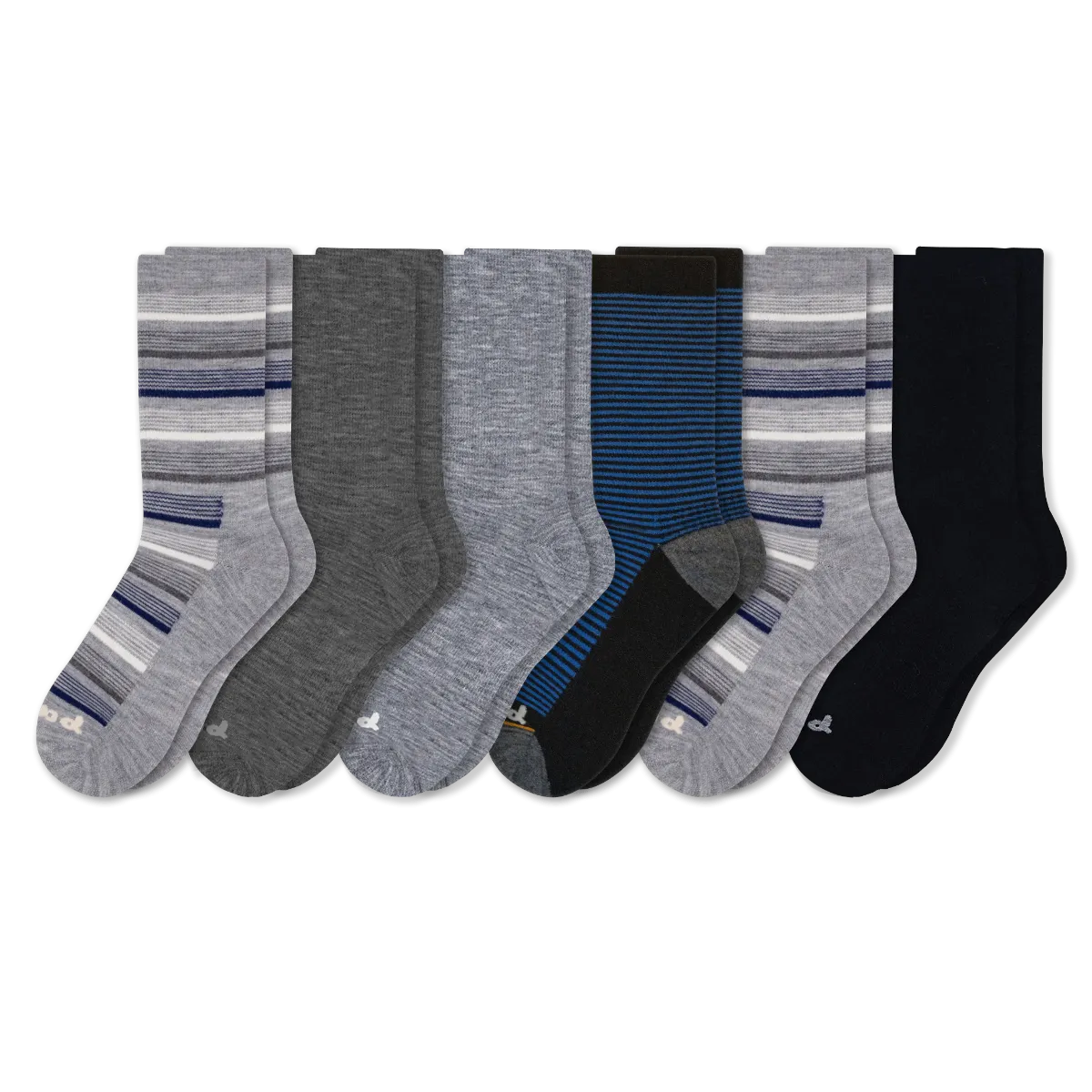 6 Pack - Men's Light-Weight Crew Pacas Socks