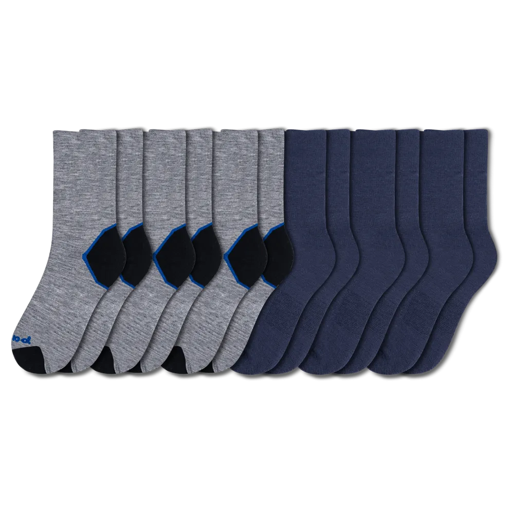 6 Pack - Men's Light-Weight Crew Pacas Socks