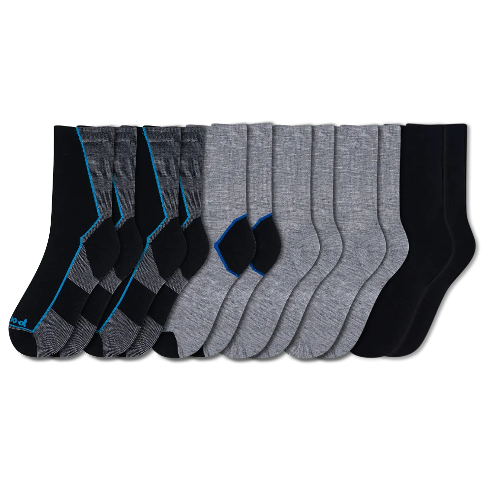 6 Pack - Men's Light-Weight Crew Pacas Socks