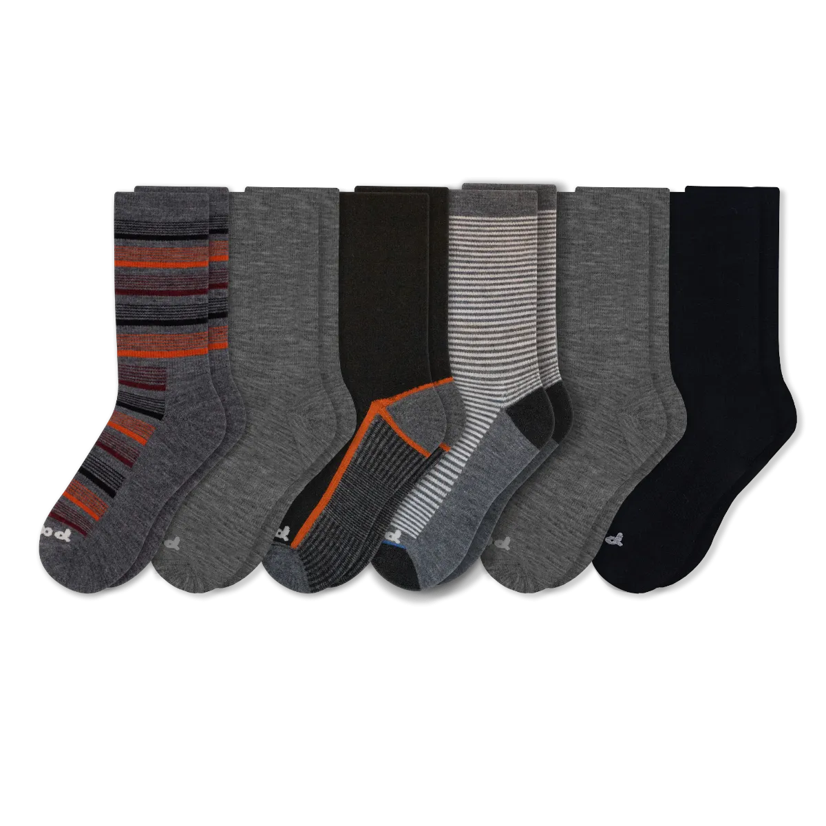6 Pack - Men's Light-Weight Crew Pacas Socks