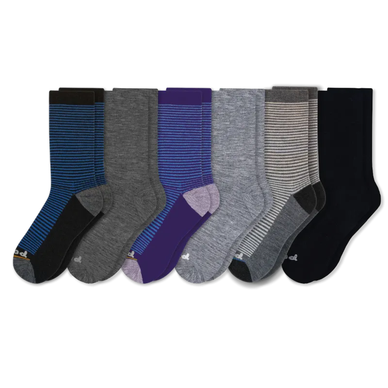 6 Pack - Men's Light-Weight Crew Pacas Socks