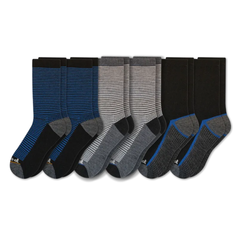 6 Pack - Men's Light-Weight Crew Pacas Socks