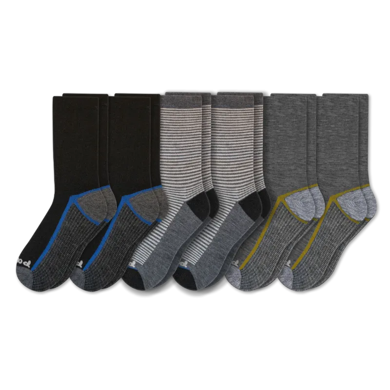 6 Pack - Men's Light-Weight Crew Pacas Socks