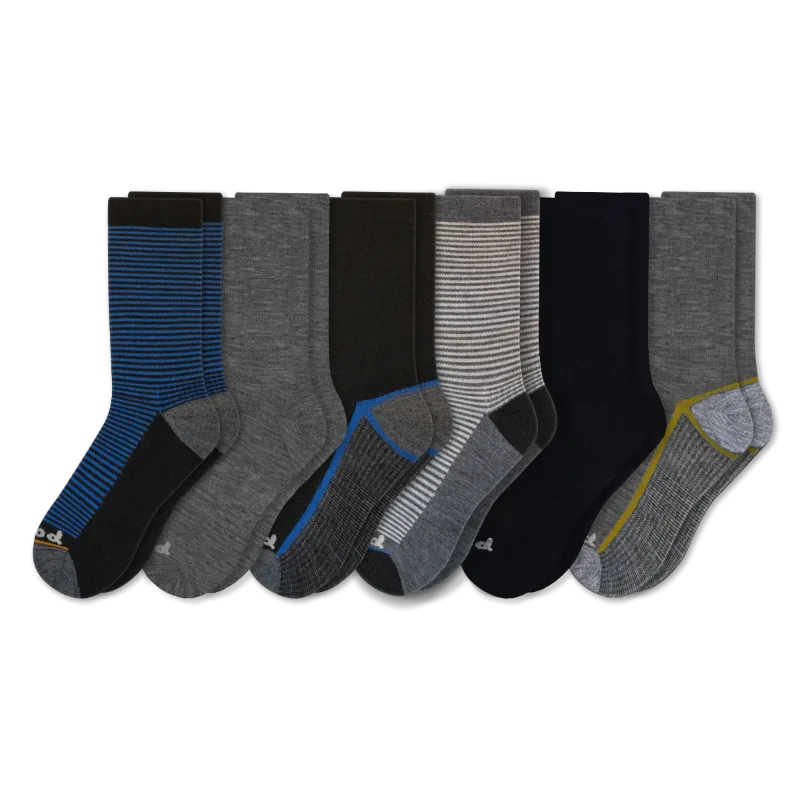 6 Pack - Men's Light-Weight Crew Pacas Socks