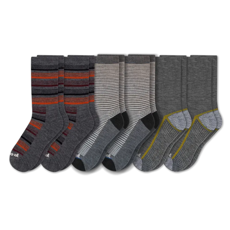 6 Pack - Men's Light-Weight Crew Pacas Socks
