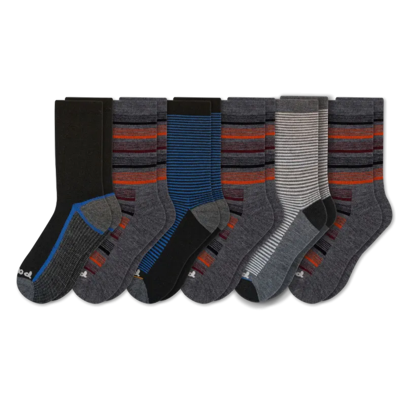 6 Pack - Men's Light-Weight Crew Pacas Socks