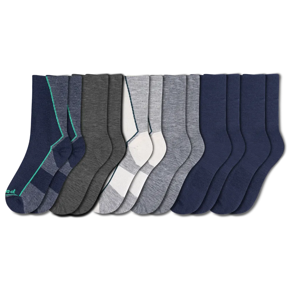 6 Pack - Men's Light-Weight Crew Pacas Socks
