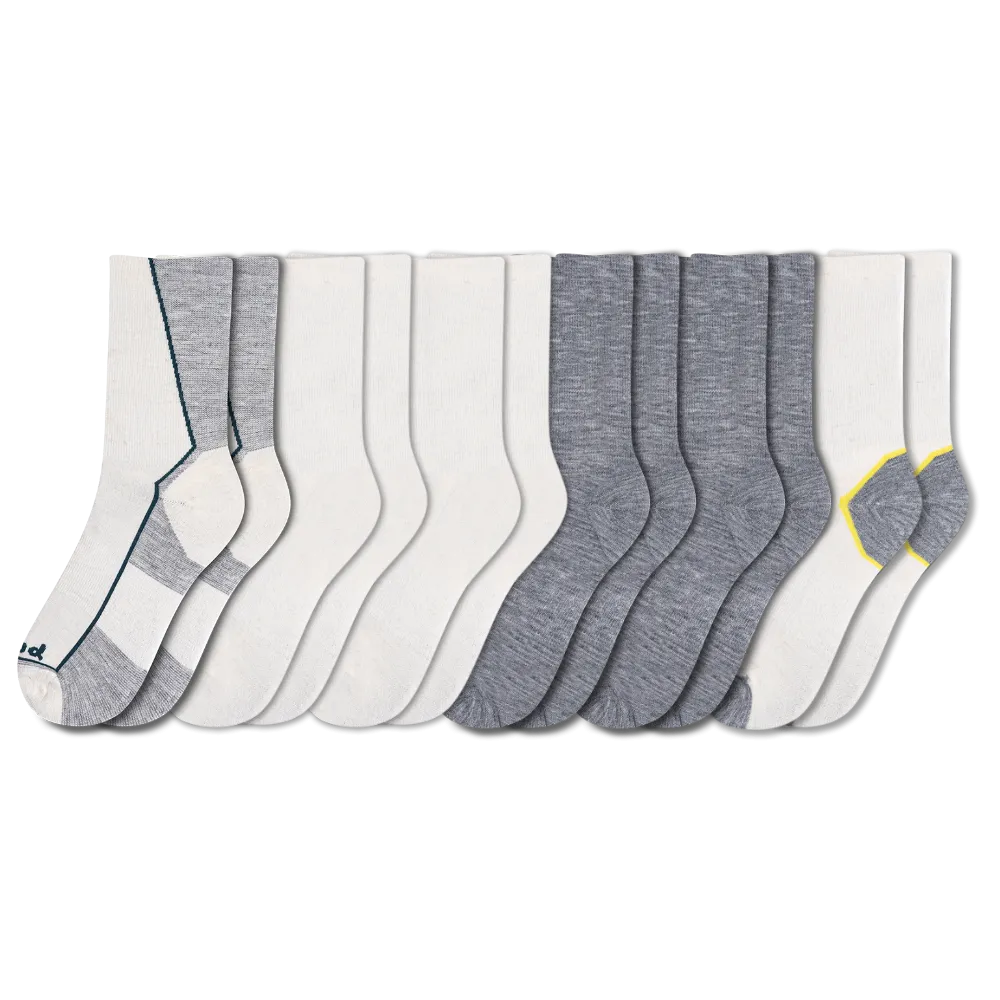 6 Pack - Men's Light-Weight Crew Pacas Socks
