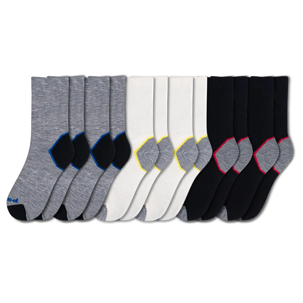 6 Pack - Men's Light-Weight Crew Pacas Socks