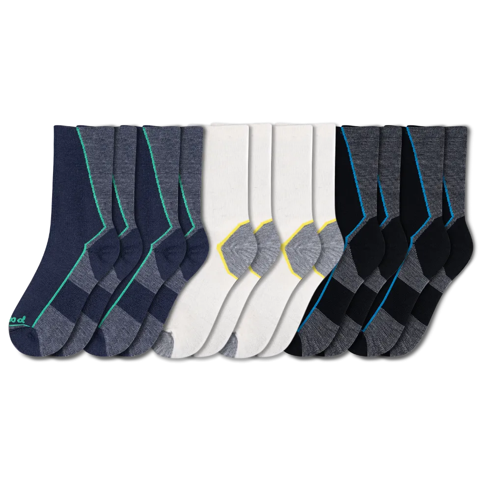 6 Pack - Men's Light-Weight Crew Pacas Socks