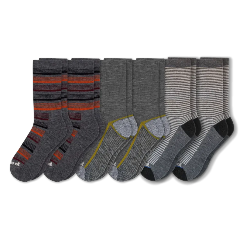 6 Pack - Men's Light-Weight Crew Pacas Socks