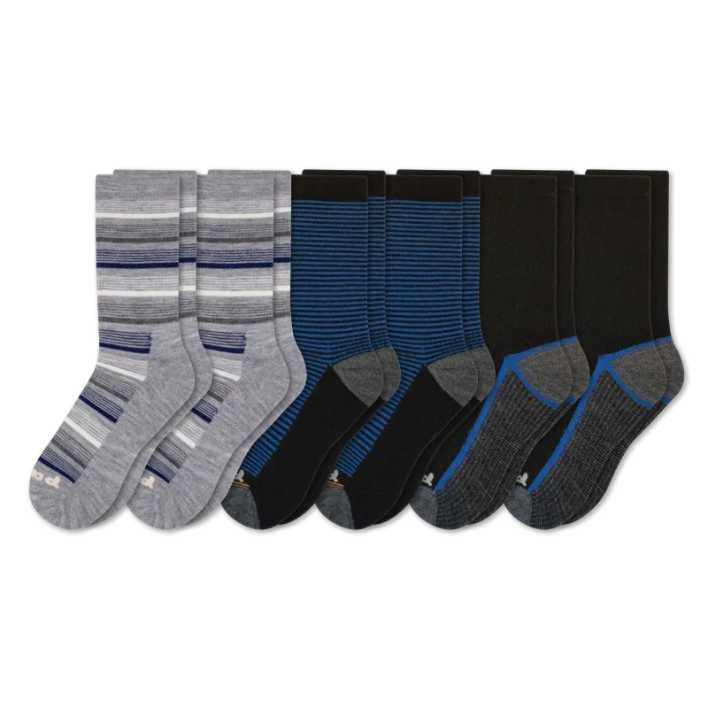 6 Pack - Men's Light-Weight Crew Pacas Socks