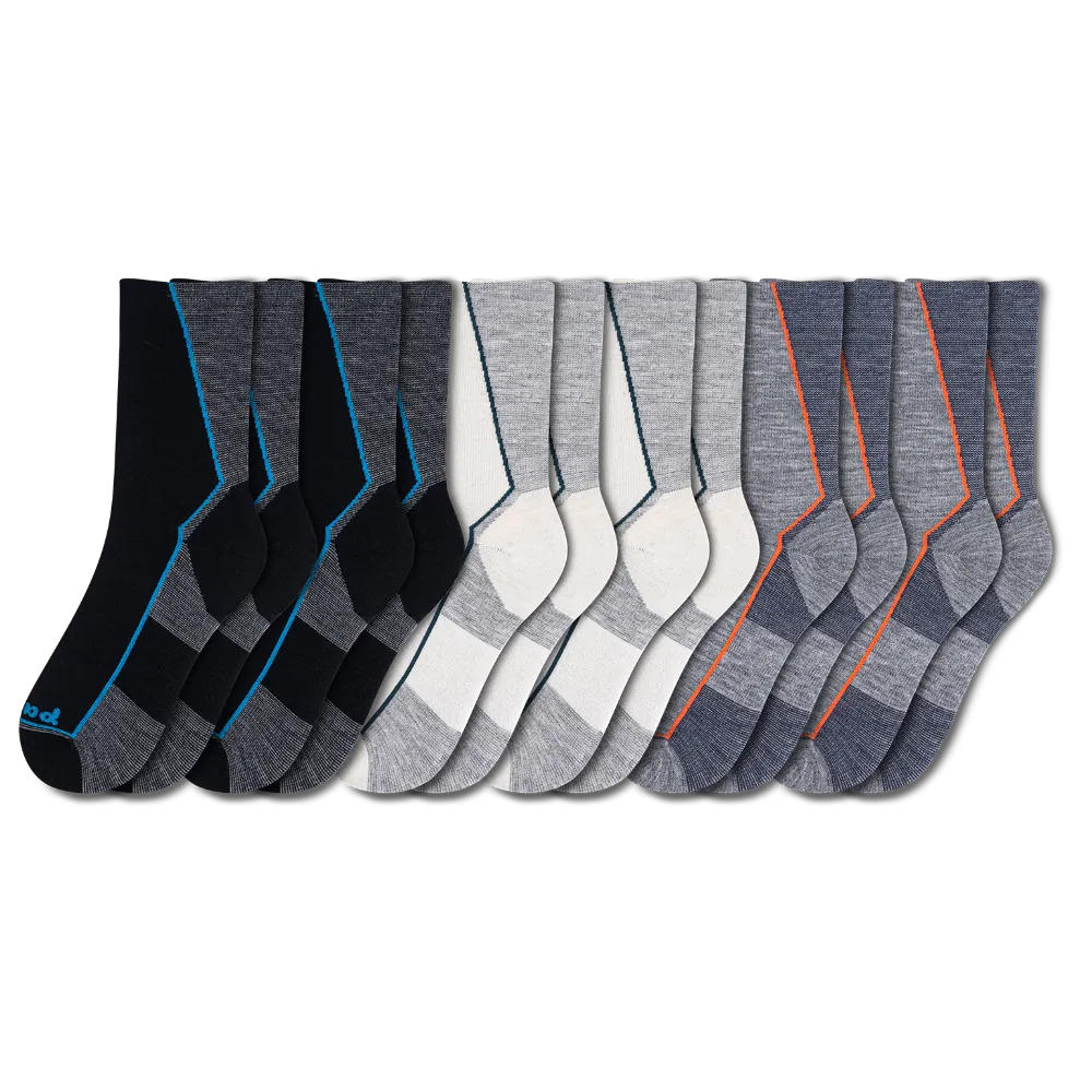 6 Pack - Men's Light-Weight Crew Pacas Socks