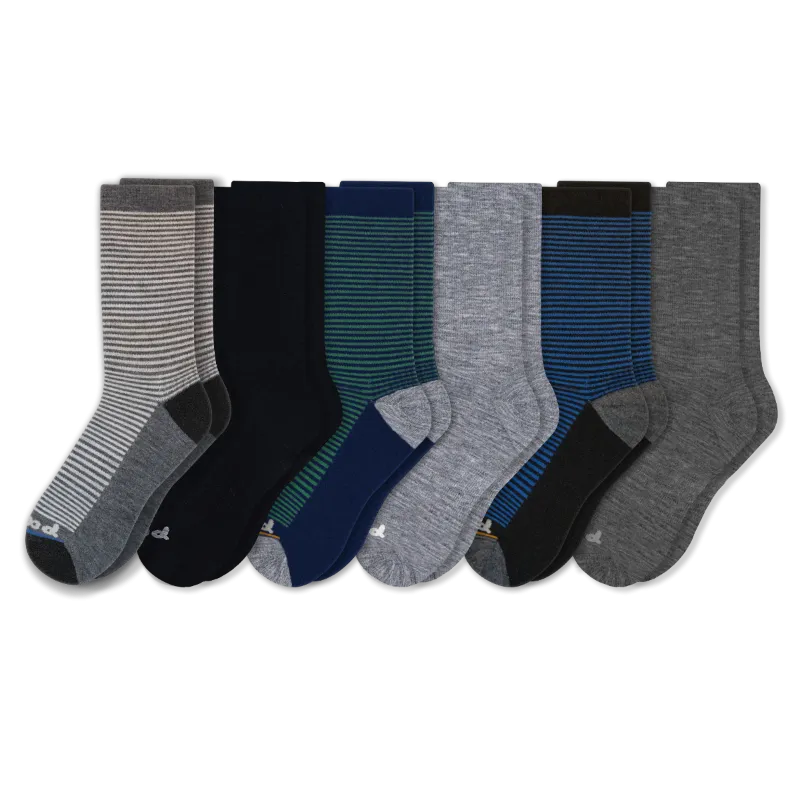 6 Pack - Men's Light-Weight Crew Pacas Socks