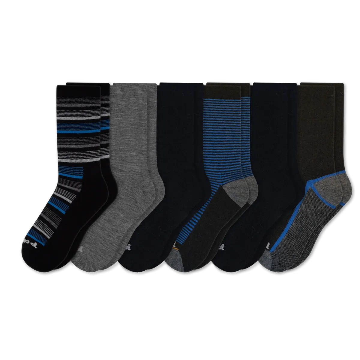 6 Pack - Men's Light-Weight Crew Pacas Socks
