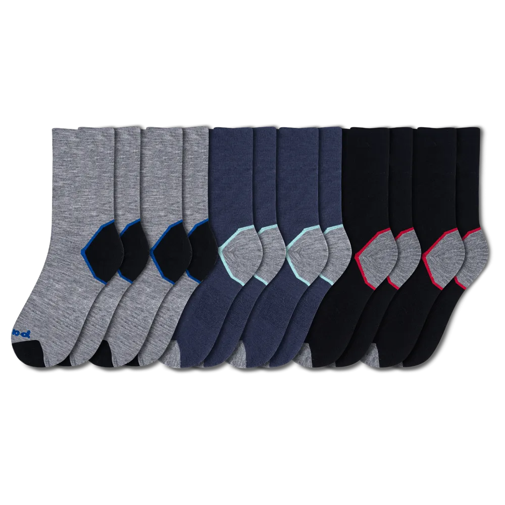 6 Pack - Men's Light-Weight Crew Pacas Socks