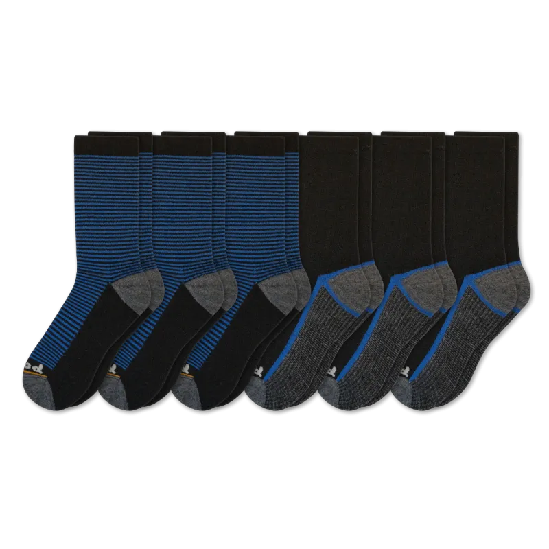 6 Pack - Men's Light-Weight Crew Pacas Socks