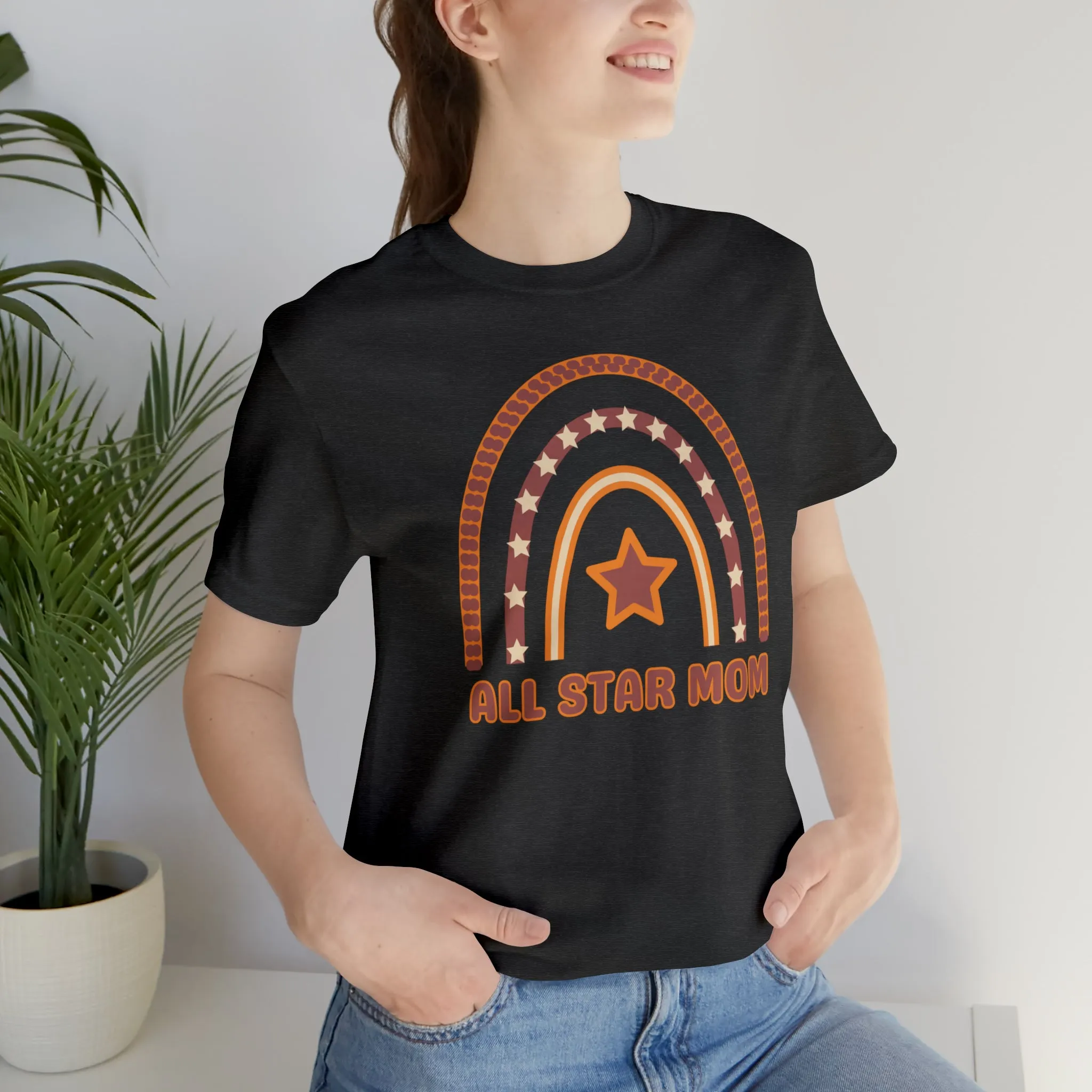All Star Mom Rainbow T-Shirt | Love Ya Mom Tee |  Bella Canvas 3001 Unisex |  Mother Short Sleeve Tshirt