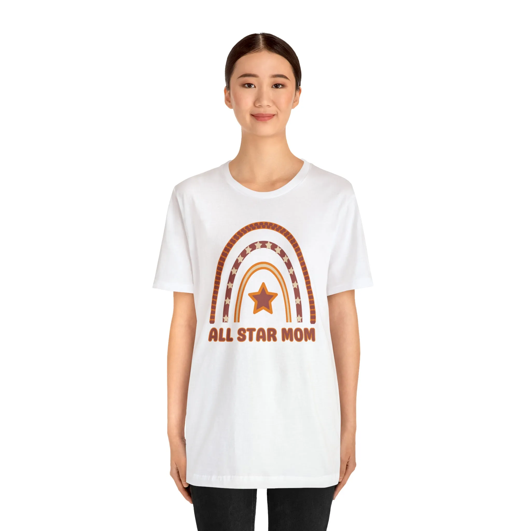 All Star Mom Rainbow T-Shirt | Love Ya Mom Tee |  Bella Canvas 3001 Unisex |  Mother Short Sleeve Tshirt