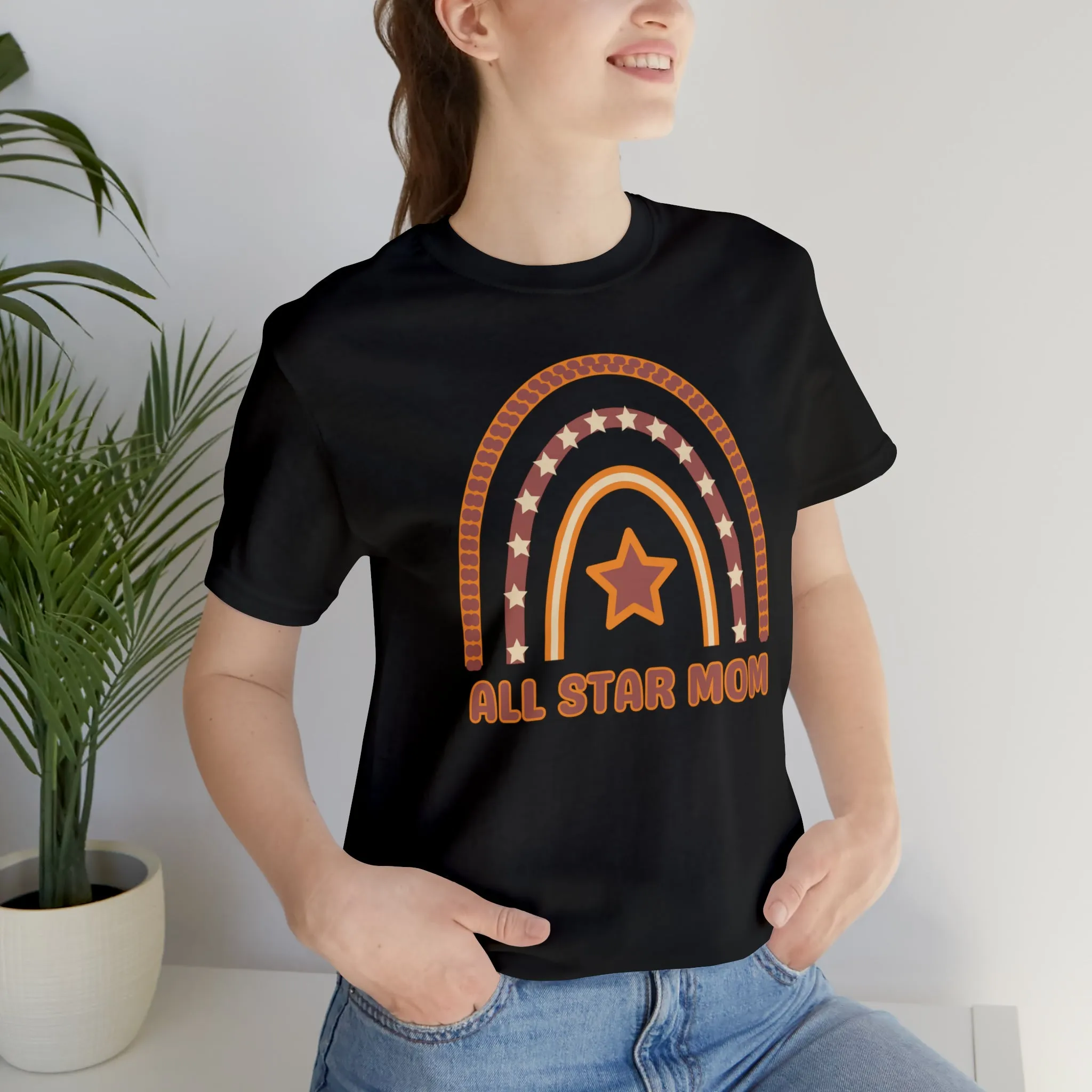 All Star Mom Rainbow T-Shirt | Love Ya Mom Tee |  Bella Canvas 3001 Unisex |  Mother Short Sleeve Tshirt