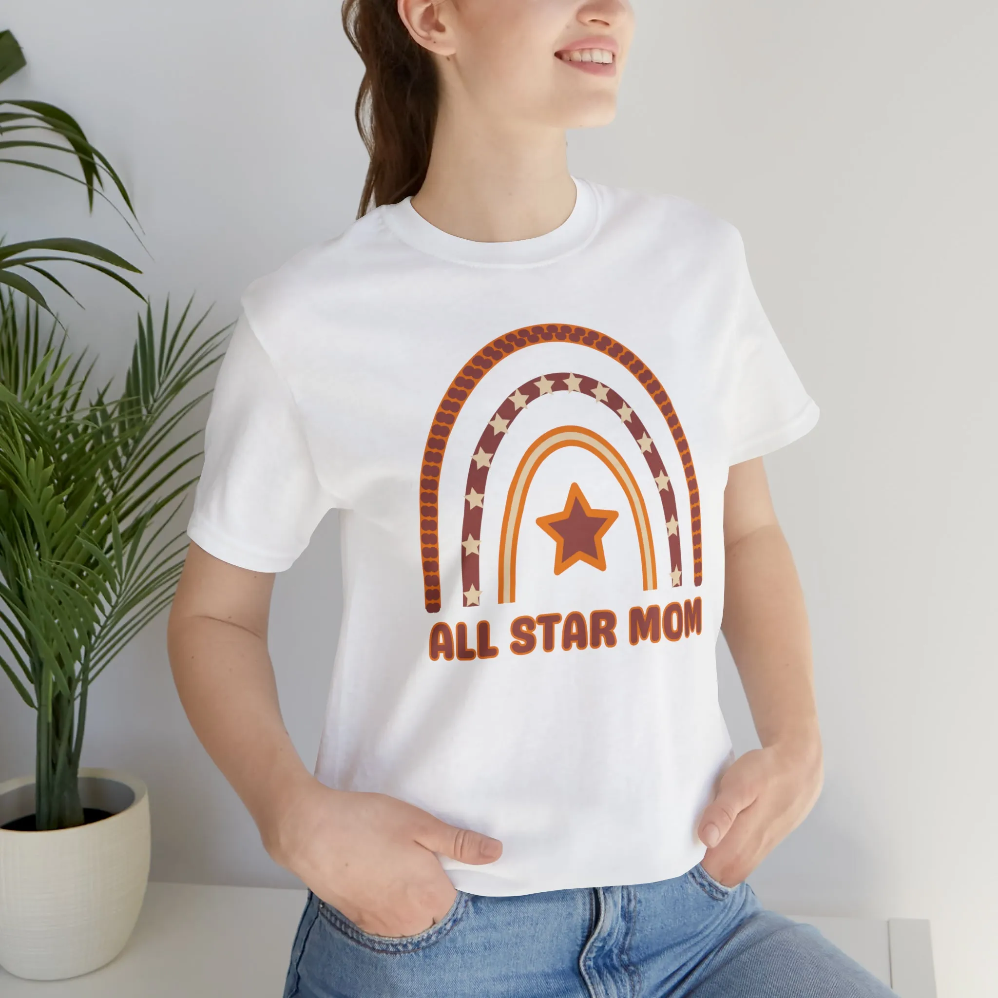 All Star Mom Rainbow T-Shirt | Love Ya Mom Tee |  Bella Canvas 3001 Unisex |  Mother Short Sleeve Tshirt