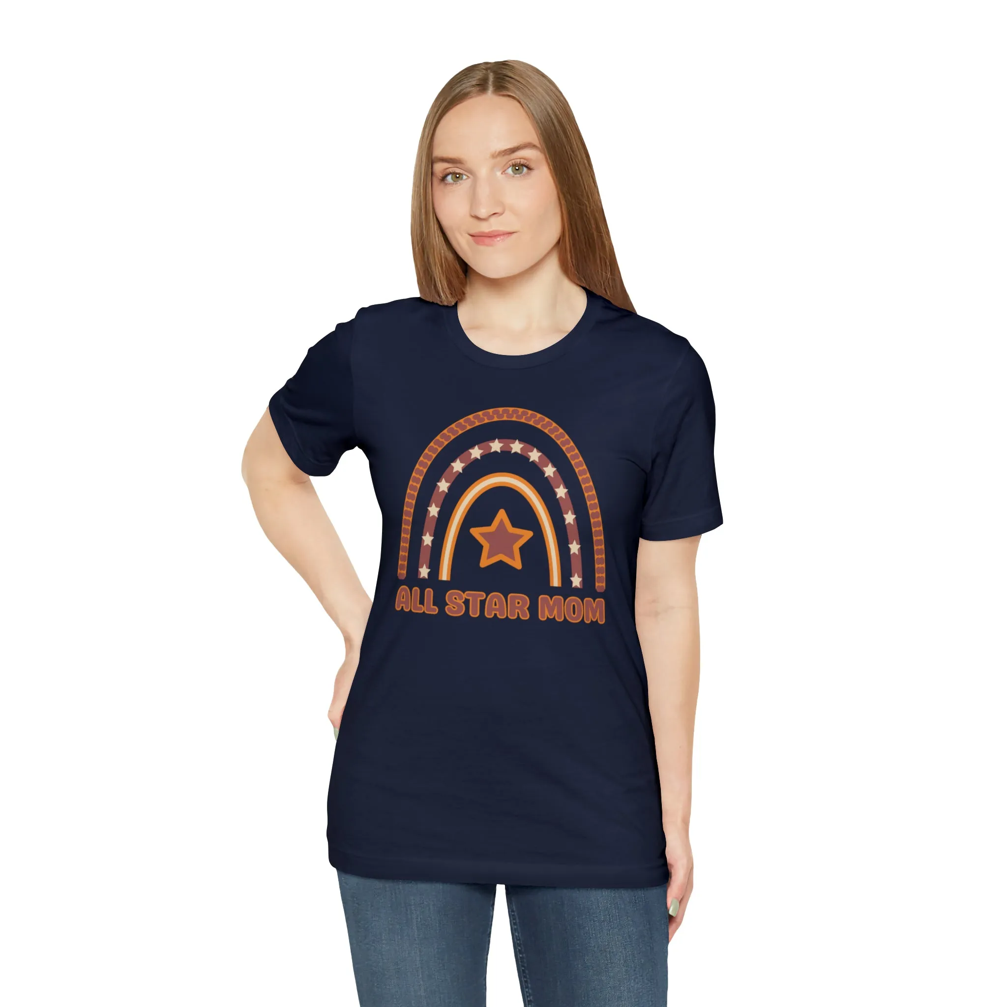 All Star Mom Rainbow T-Shirt | Love Ya Mom Tee |  Bella Canvas 3001 Unisex |  Mother Short Sleeve Tshirt