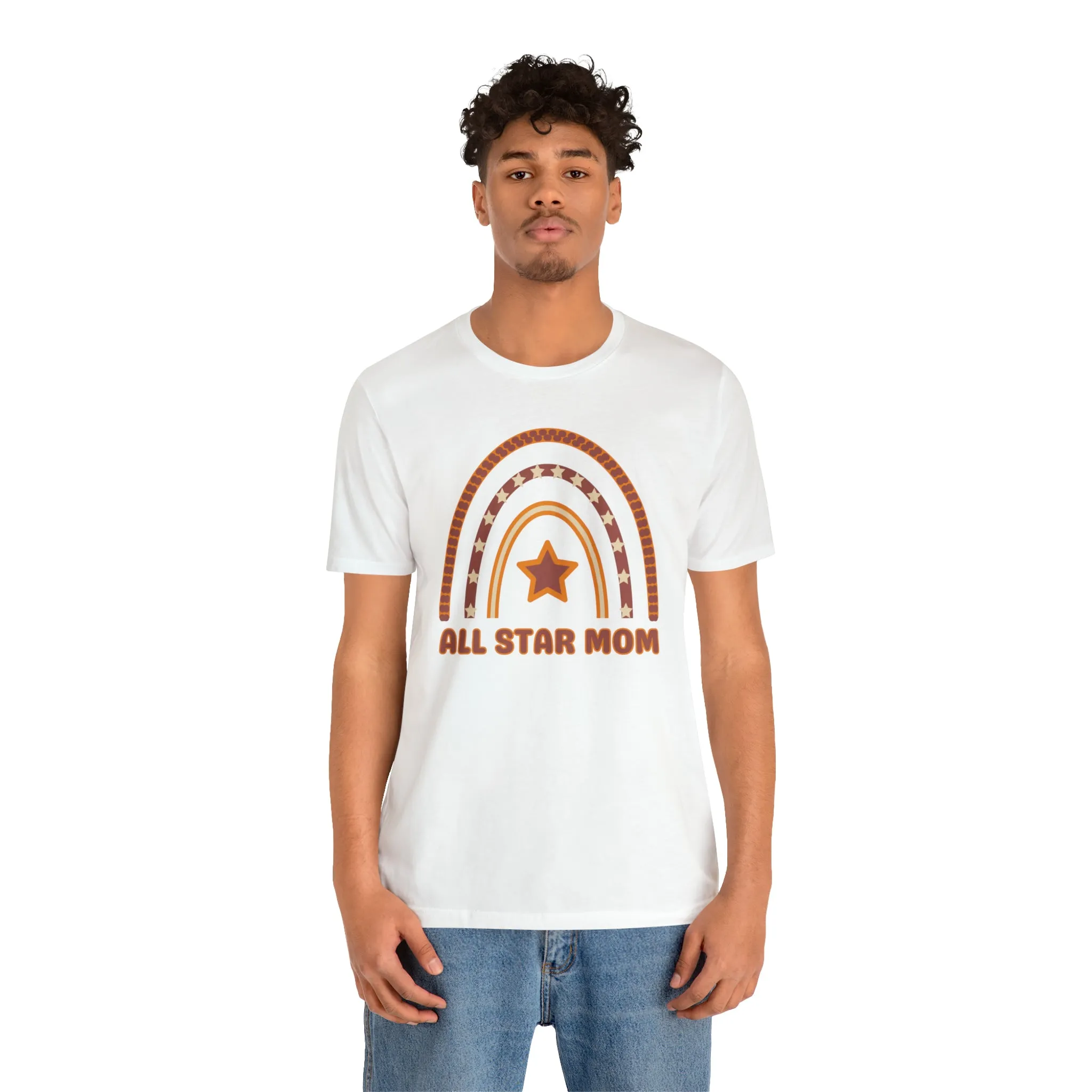 All Star Mom Rainbow T-Shirt | Love Ya Mom Tee |  Bella Canvas 3001 Unisex |  Mother Short Sleeve Tshirt