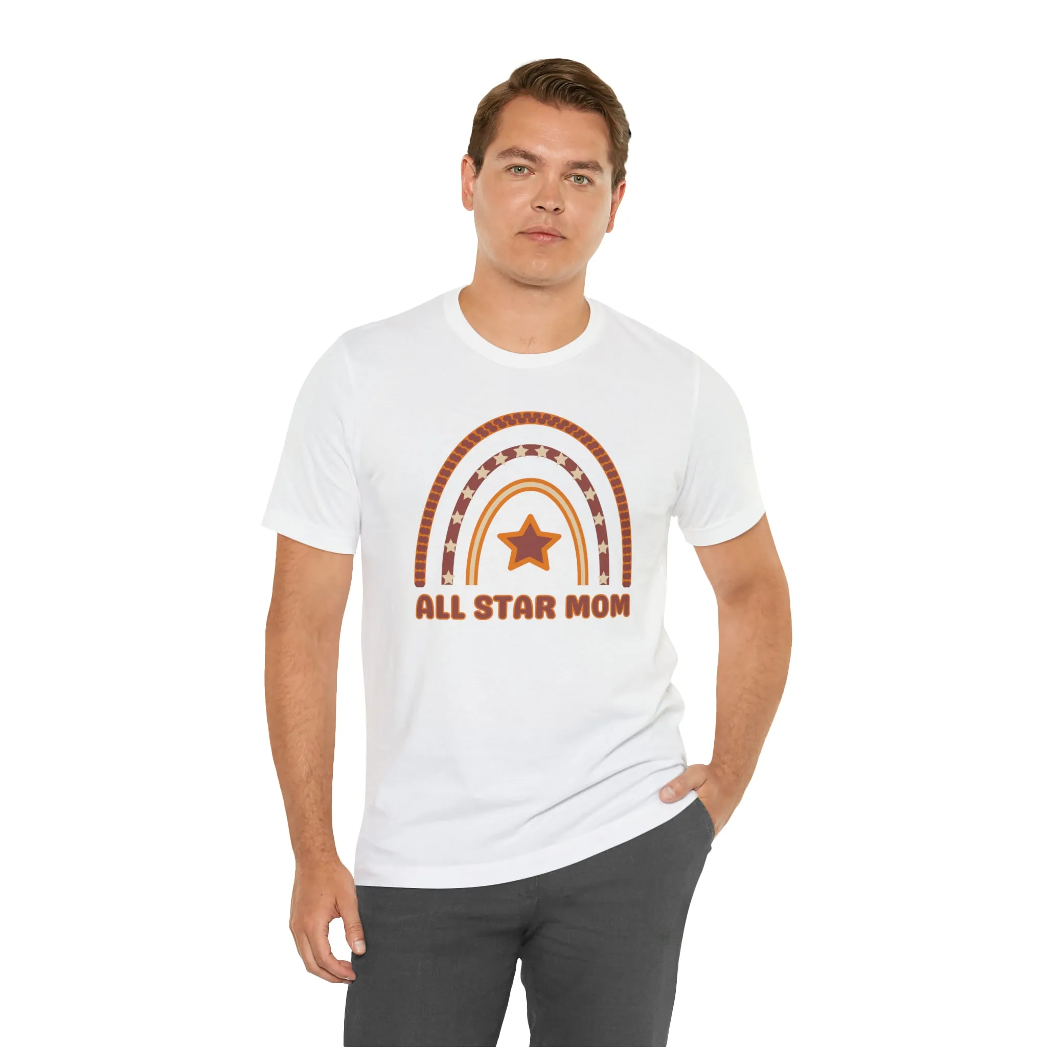 All Star Mom Rainbow T-Shirt | Love Ya Mom Tee |  Bella Canvas 3001 Unisex |  Mother Short Sleeve Tshirt
