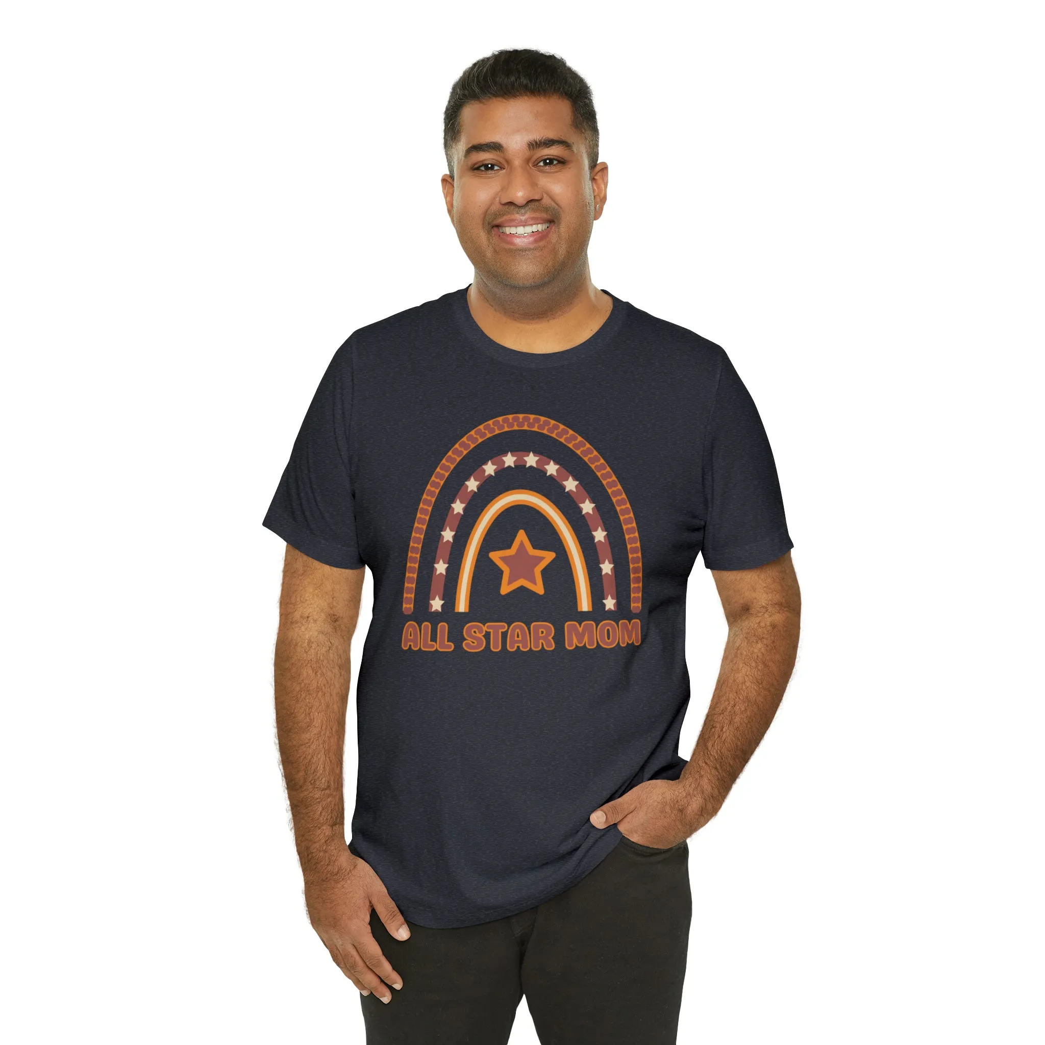 All Star Mom Rainbow T-Shirt | Love Ya Mom Tee |  Bella Canvas 3001 Unisex |  Mother Short Sleeve Tshirt