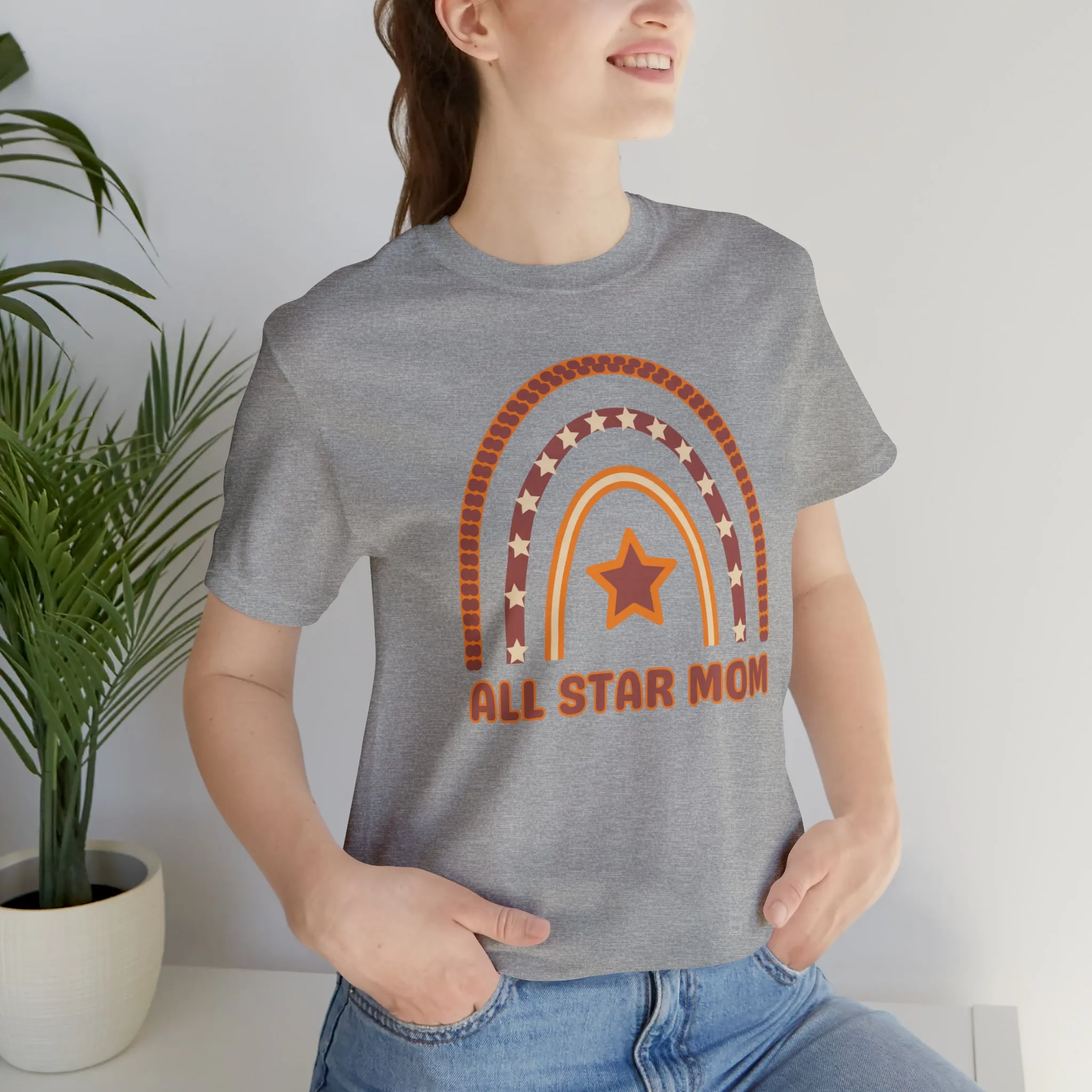 All Star Mom Rainbow T-Shirt | Love Ya Mom Tee |  Bella Canvas 3001 Unisex |  Mother Short Sleeve Tshirt