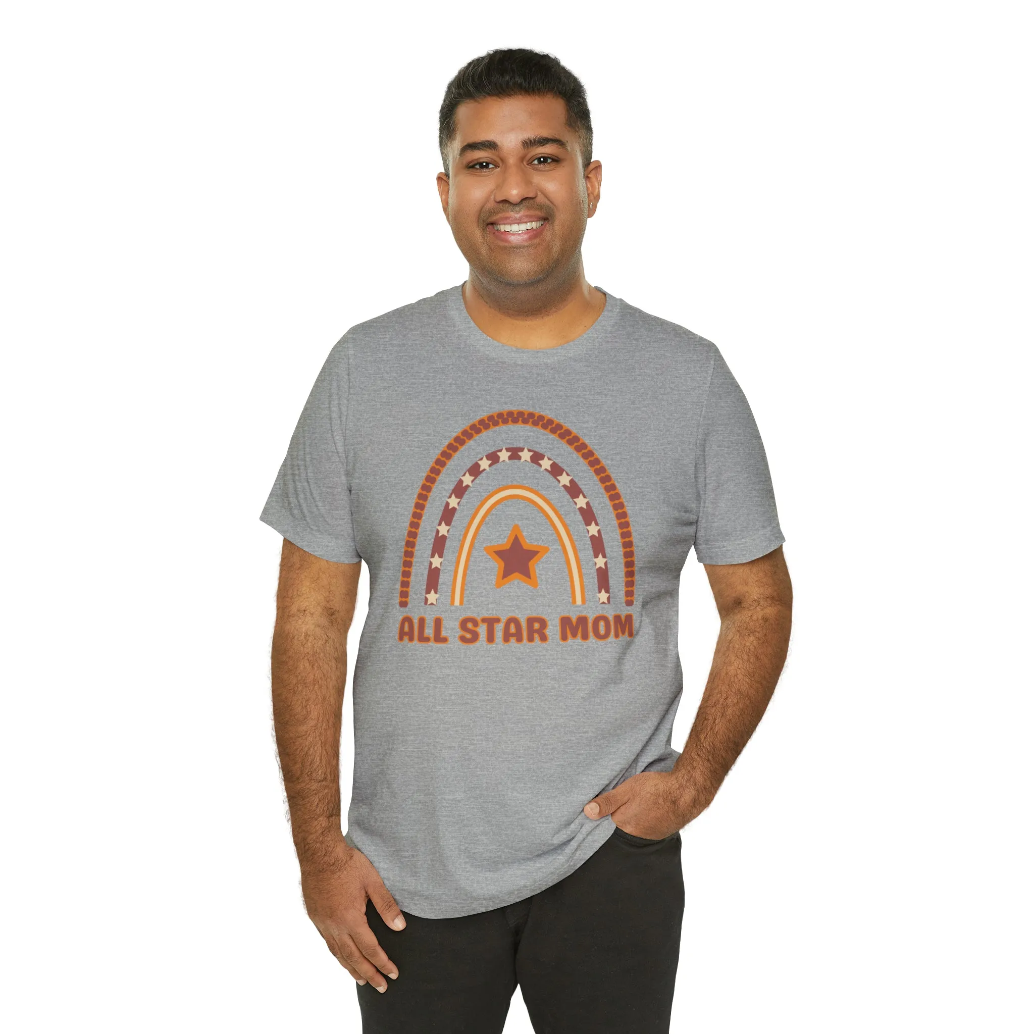All Star Mom Rainbow T-Shirt | Love Ya Mom Tee |  Bella Canvas 3001 Unisex |  Mother Short Sleeve Tshirt