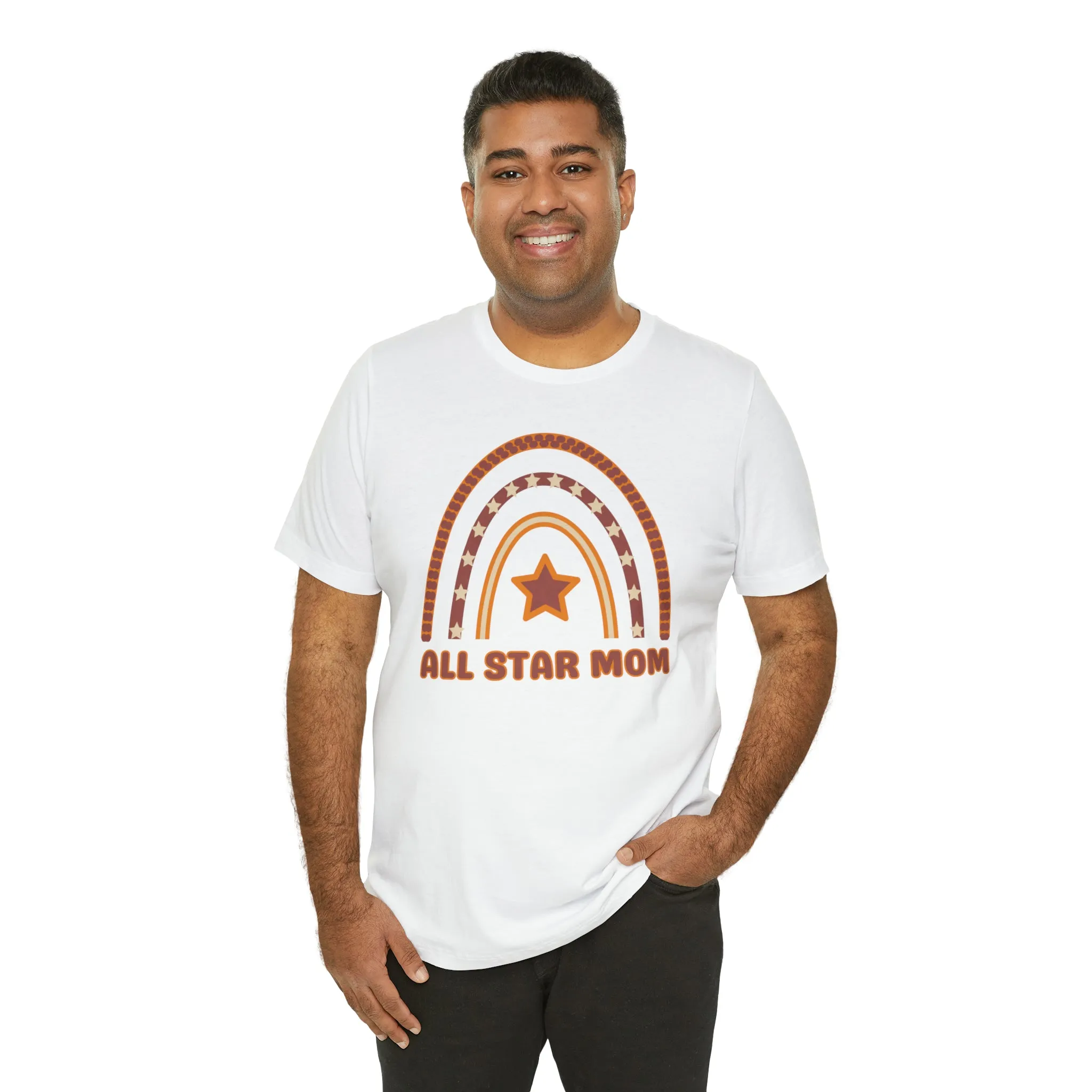 All Star Mom Rainbow T-Shirt | Love Ya Mom Tee |  Bella Canvas 3001 Unisex |  Mother Short Sleeve Tshirt