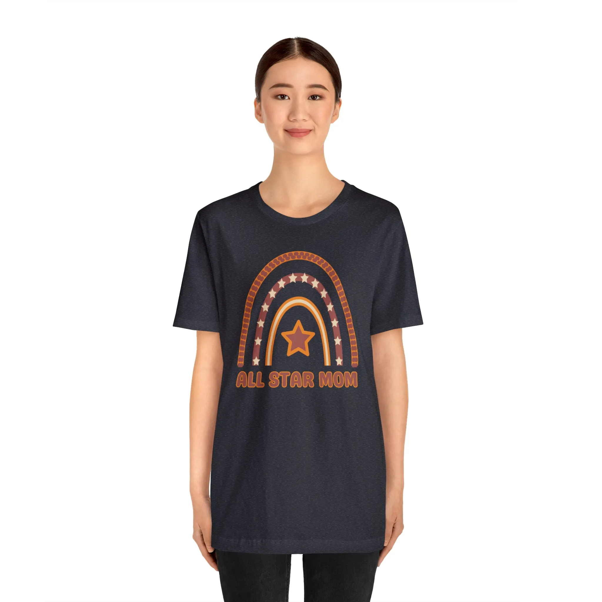 All Star Mom Rainbow T-Shirt | Love Ya Mom Tee |  Bella Canvas 3001 Unisex |  Mother Short Sleeve Tshirt
