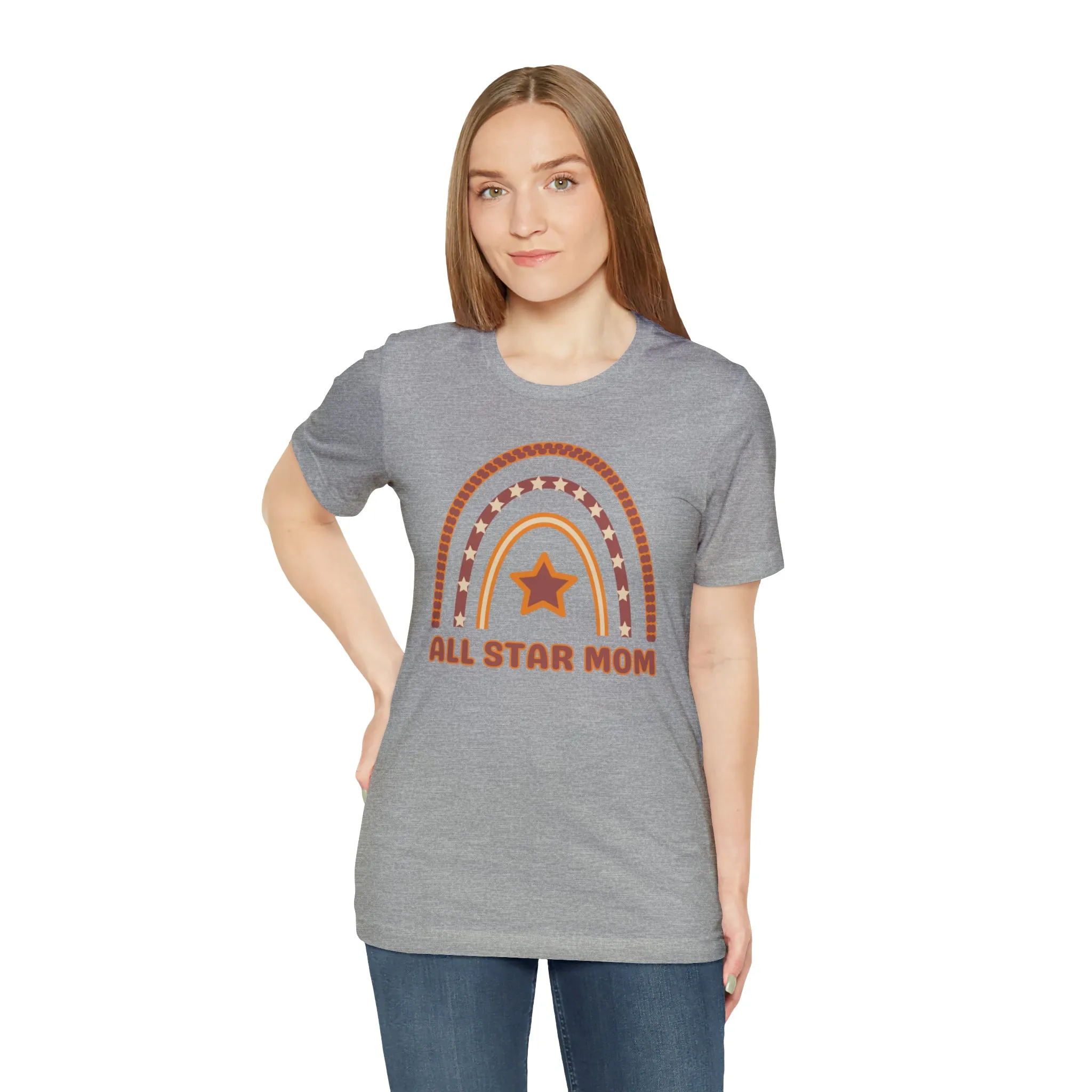 All Star Mom Rainbow T-Shirt | Love Ya Mom Tee |  Bella Canvas 3001 Unisex |  Mother Short Sleeve Tshirt