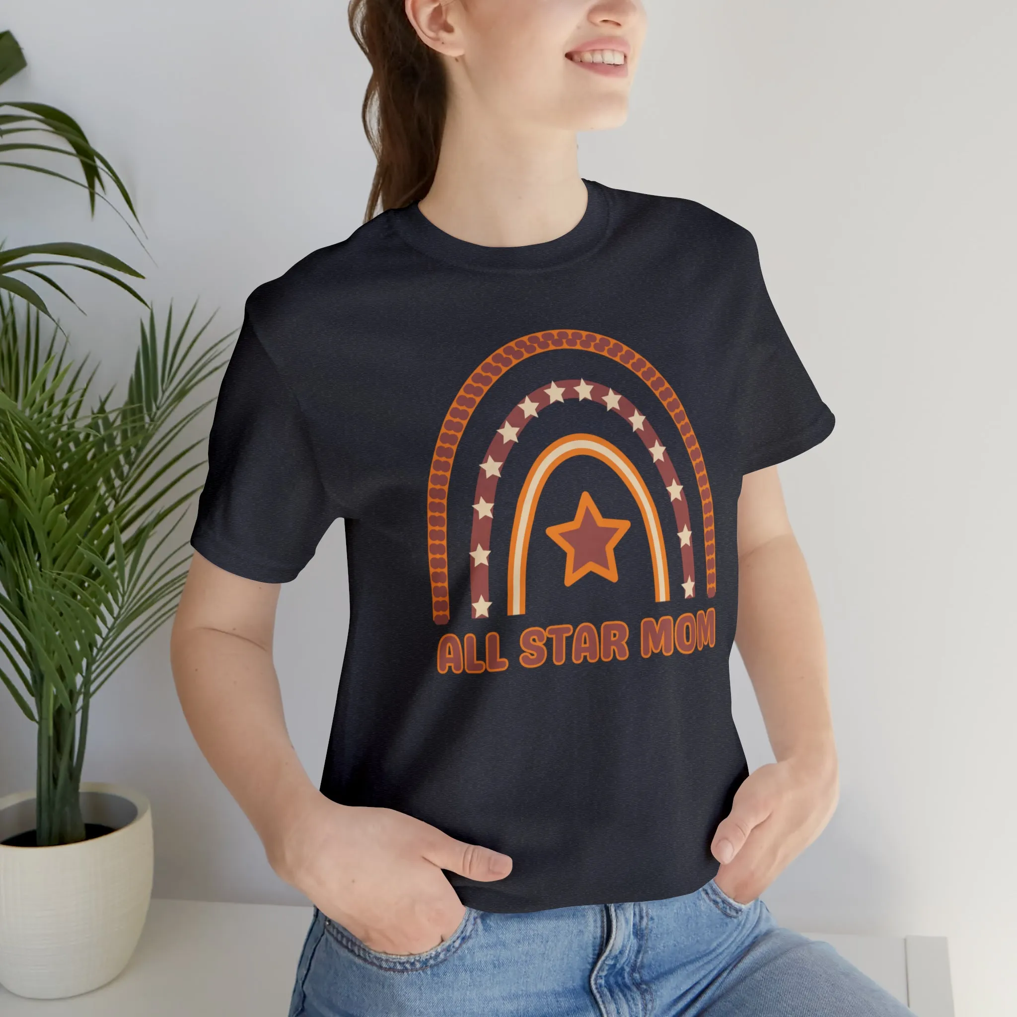 All Star Mom Rainbow T-Shirt | Love Ya Mom Tee |  Bella Canvas 3001 Unisex |  Mother Short Sleeve Tshirt