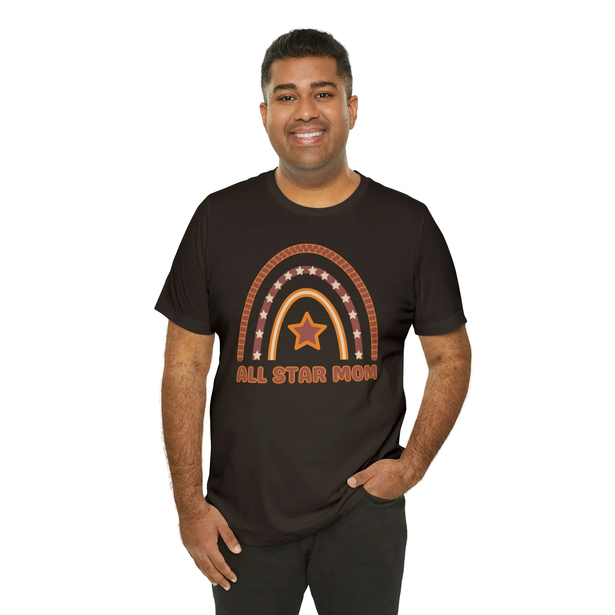 All Star Mom Rainbow T-Shirt | Love Ya Mom Tee |  Bella Canvas 3001 Unisex |  Mother Short Sleeve Tshirt