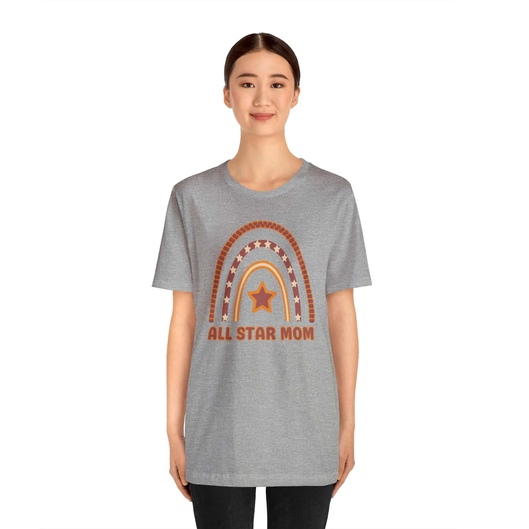 All Star Mom Rainbow T-Shirt | Love Ya Mom Tee |  Bella Canvas 3001 Unisex |  Mother Short Sleeve Tshirt