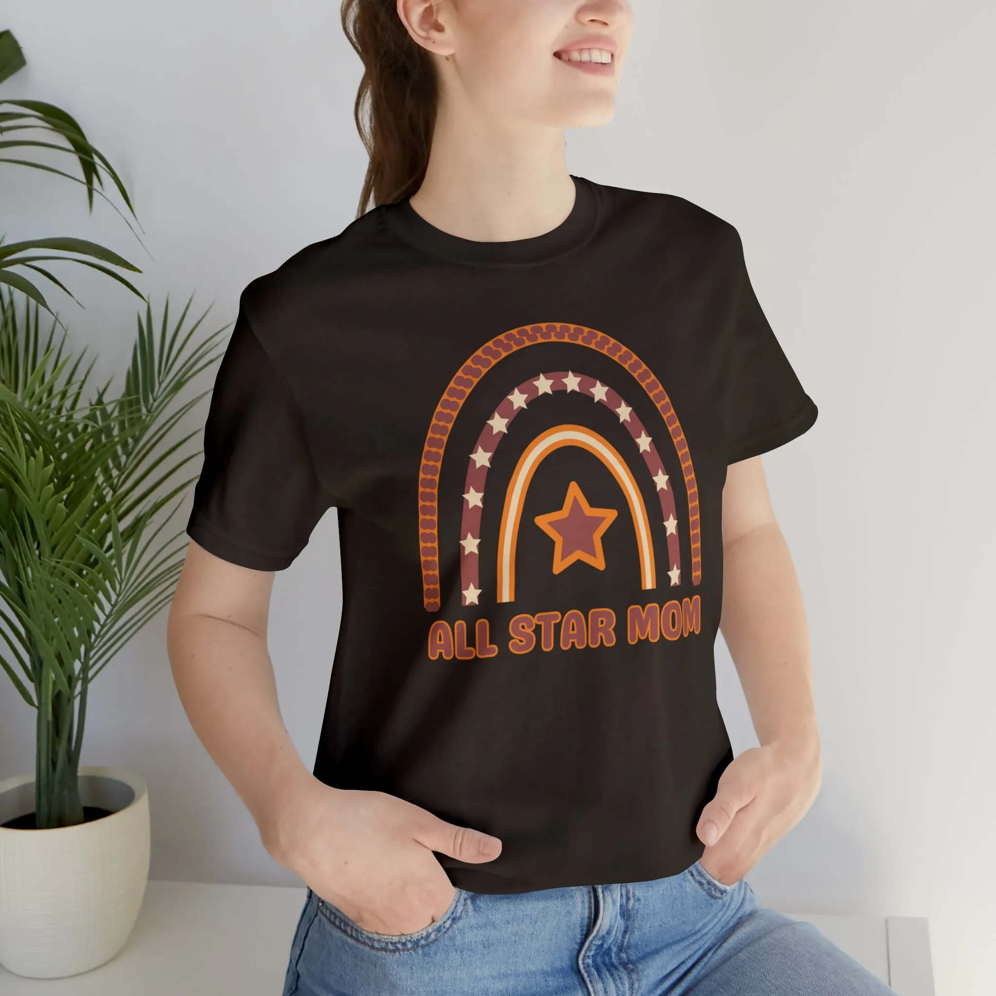 All Star Mom Rainbow T-Shirt | Love Ya Mom Tee |  Bella Canvas 3001 Unisex |  Mother Short Sleeve Tshirt