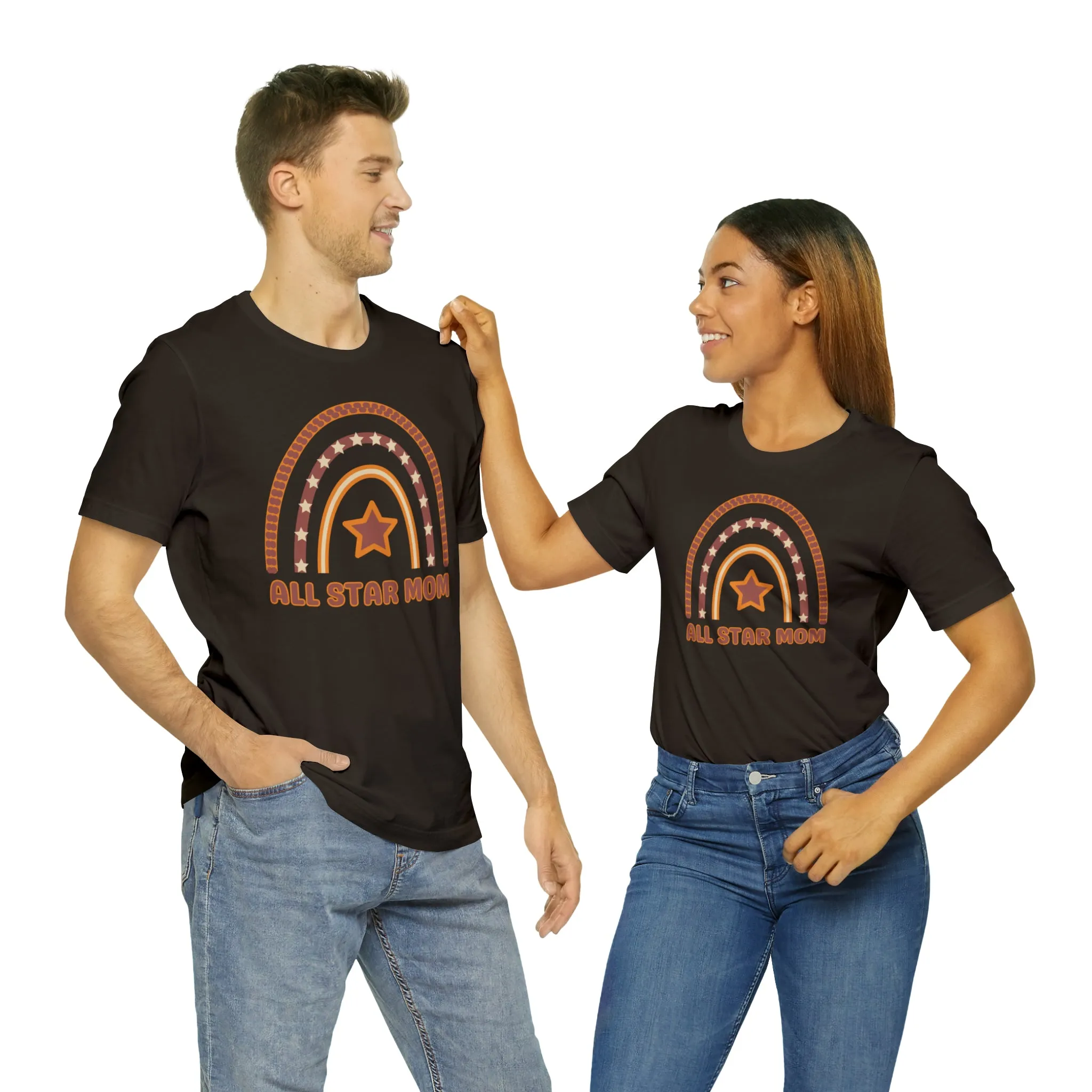 All Star Mom Rainbow T-Shirt | Love Ya Mom Tee |  Bella Canvas 3001 Unisex |  Mother Short Sleeve Tshirt