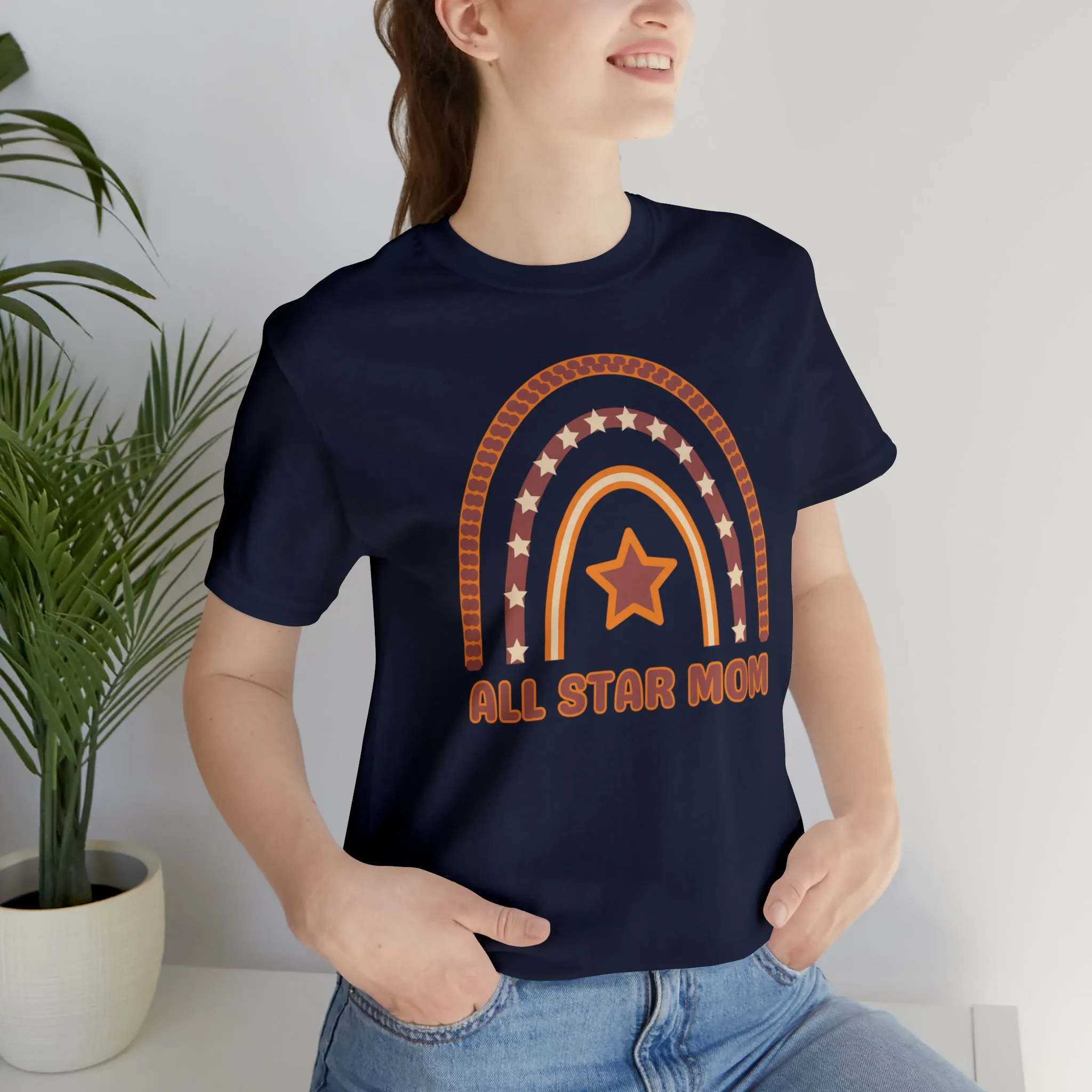 All Star Mom Rainbow T-Shirt | Love Ya Mom Tee |  Bella Canvas 3001 Unisex |  Mother Short Sleeve Tshirt