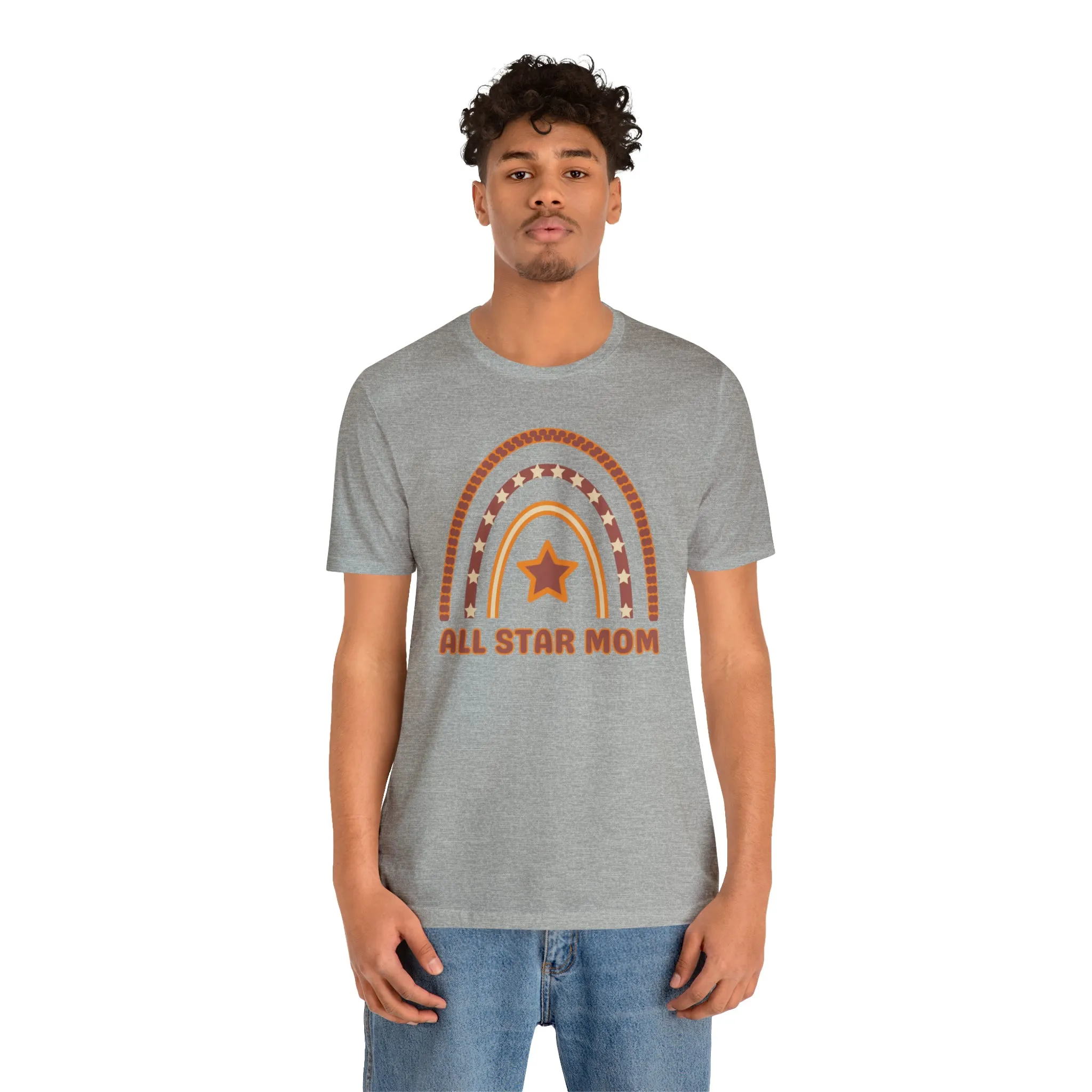All Star Mom Rainbow T-Shirt | Love Ya Mom Tee |  Bella Canvas 3001 Unisex |  Mother Short Sleeve Tshirt