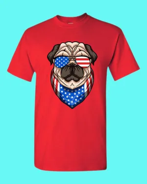 American T-shirt USA Flag with Dog T-shirt