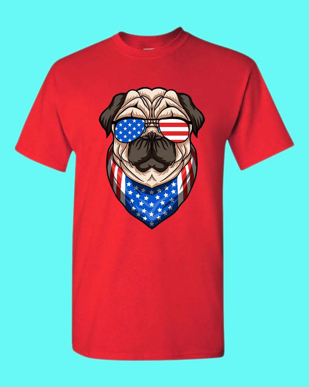 American T-shirt USA Flag with Dog T-shirt