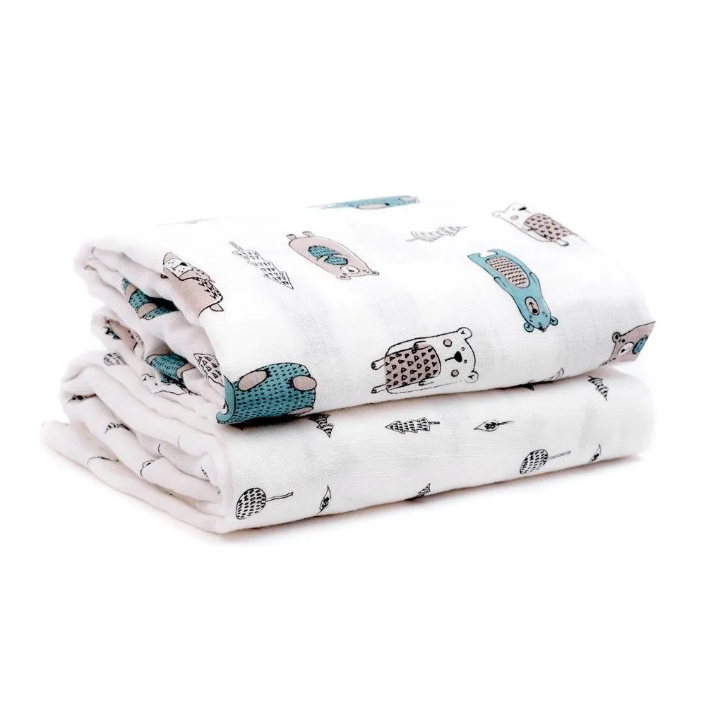 Bamboo XL Muslin Cloths 2 Pack - Woodland Stories