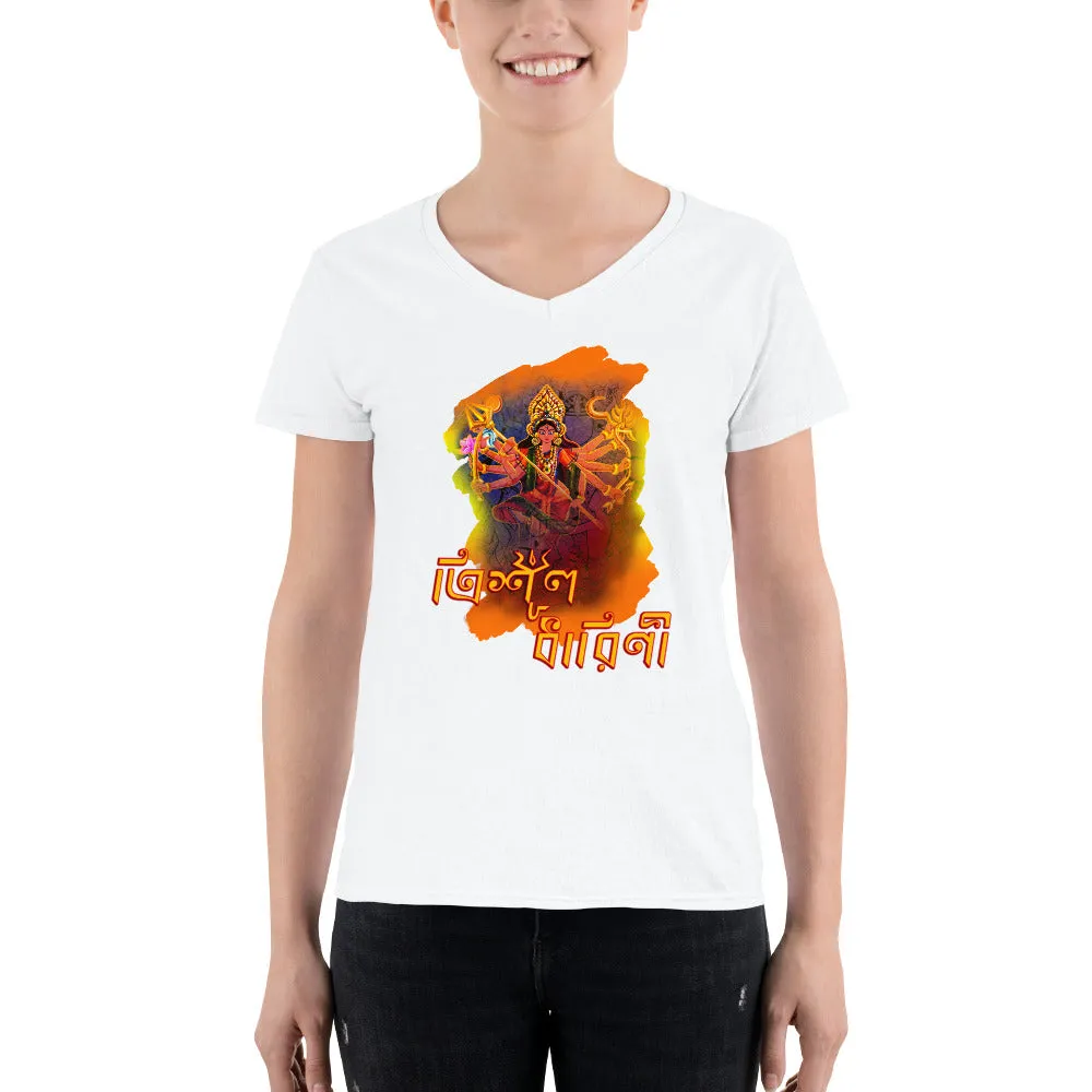 Bengali Lightweight V-Neck T-Shirt - Trishuldhaarini